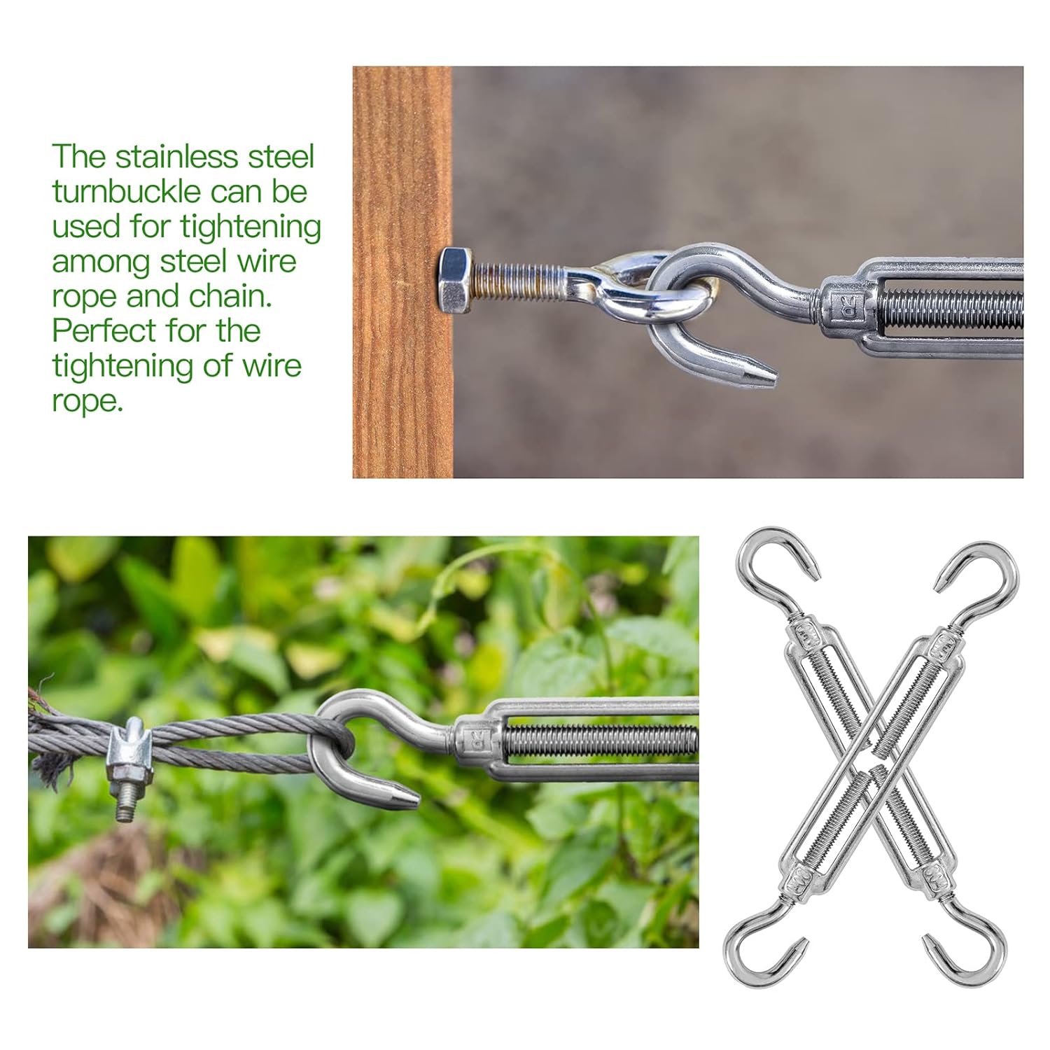 M6 hook and hook stainless steel turnbuckle 6 pack — view 7