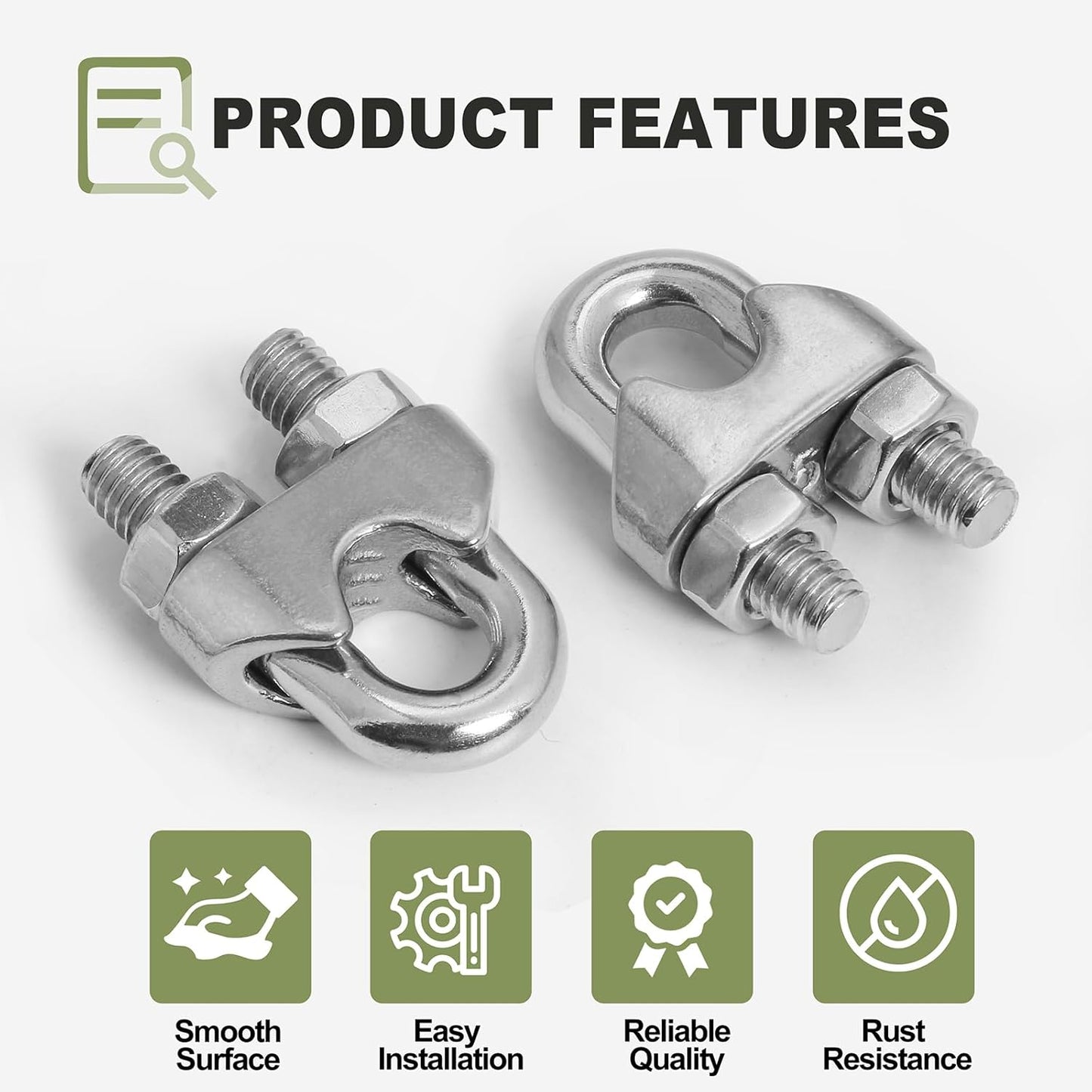 M6 stainless steel wire rope clamp 4 pack — view 3