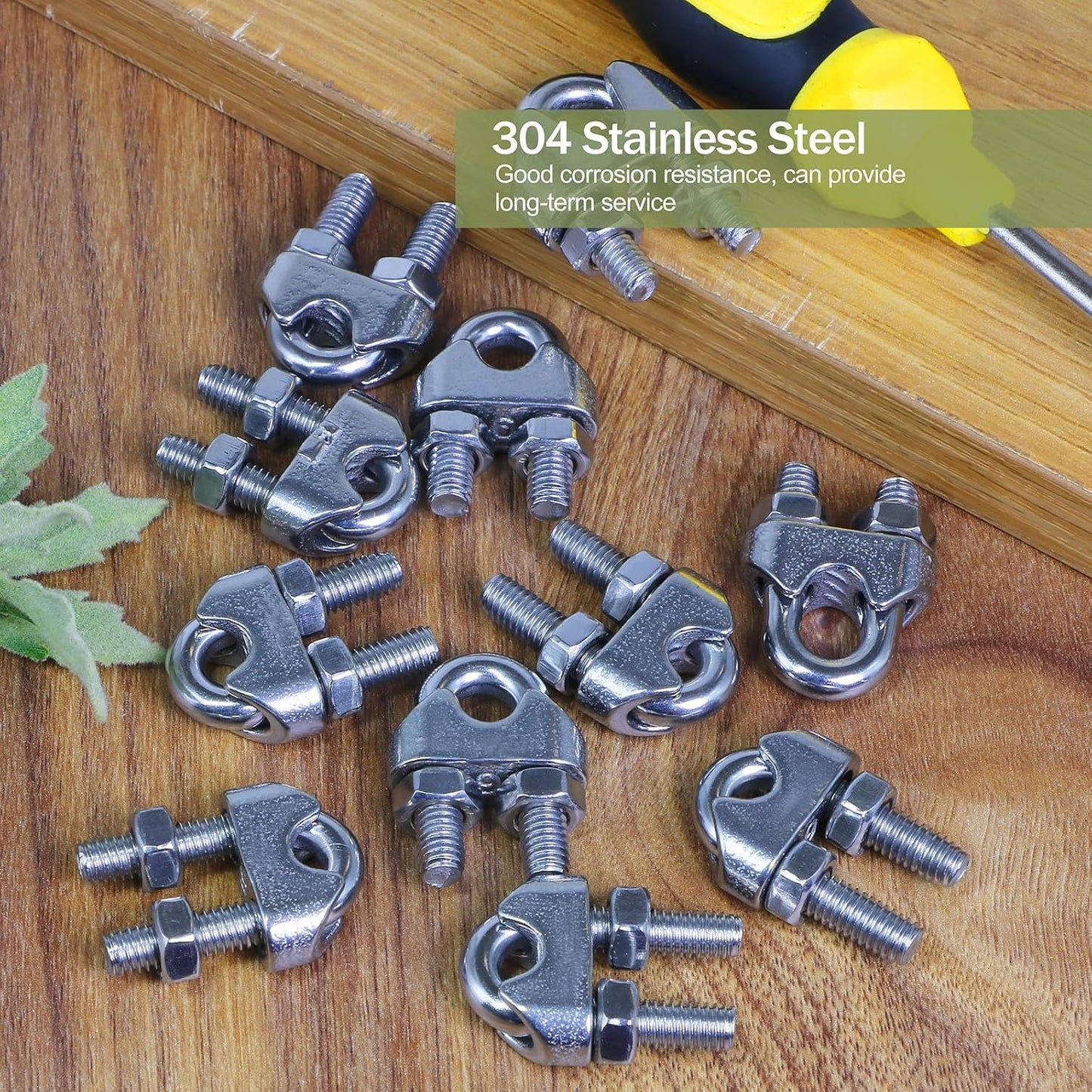 M6 stainless steel wire rope clamp 4 pack — view 7