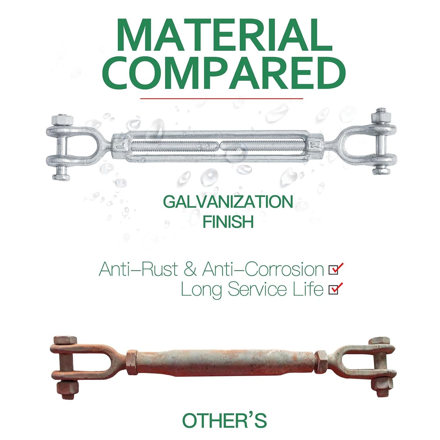 1/4 inch jaw jaw galvanised turnbuckle — view 6