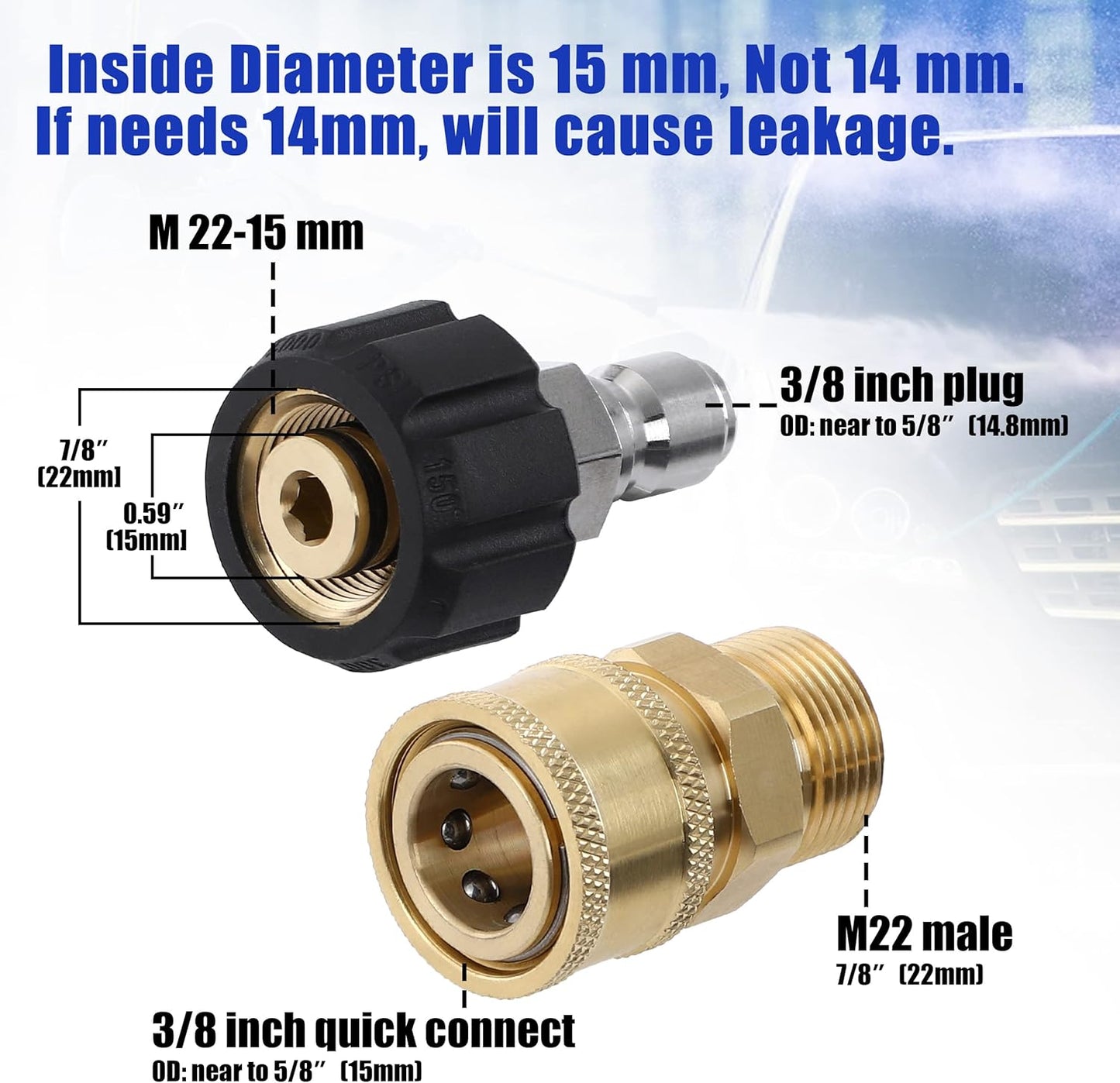 Pressure washer adapter set M22 4 pcs — view 4