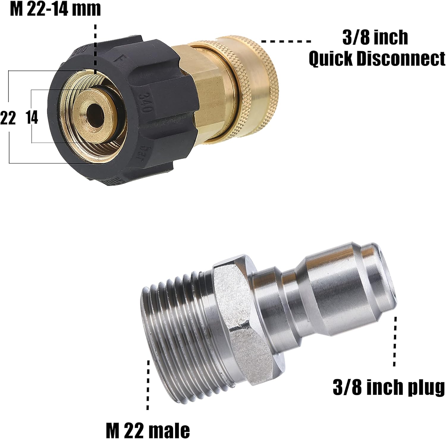 Pressure washer adapter M22 quick connect — view 4