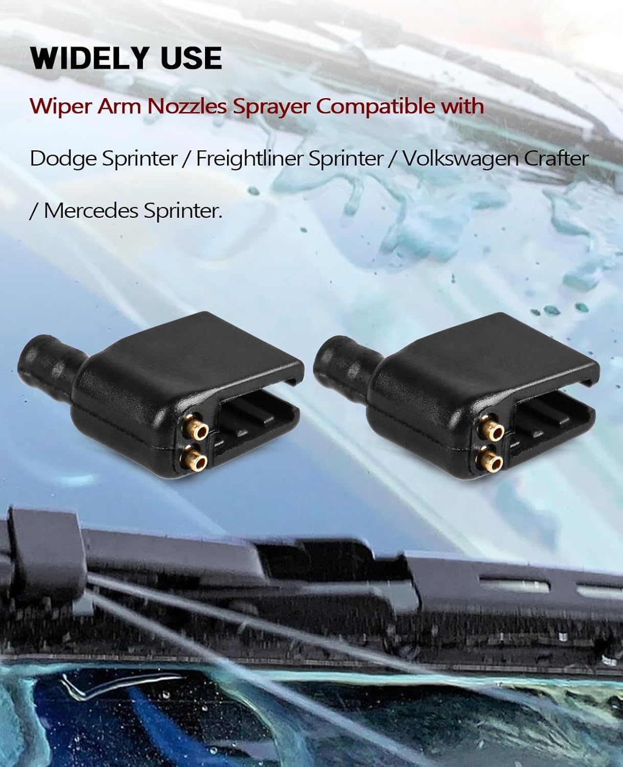 Brass windshield washer wiper arm nozzles 2 pack — view 5
