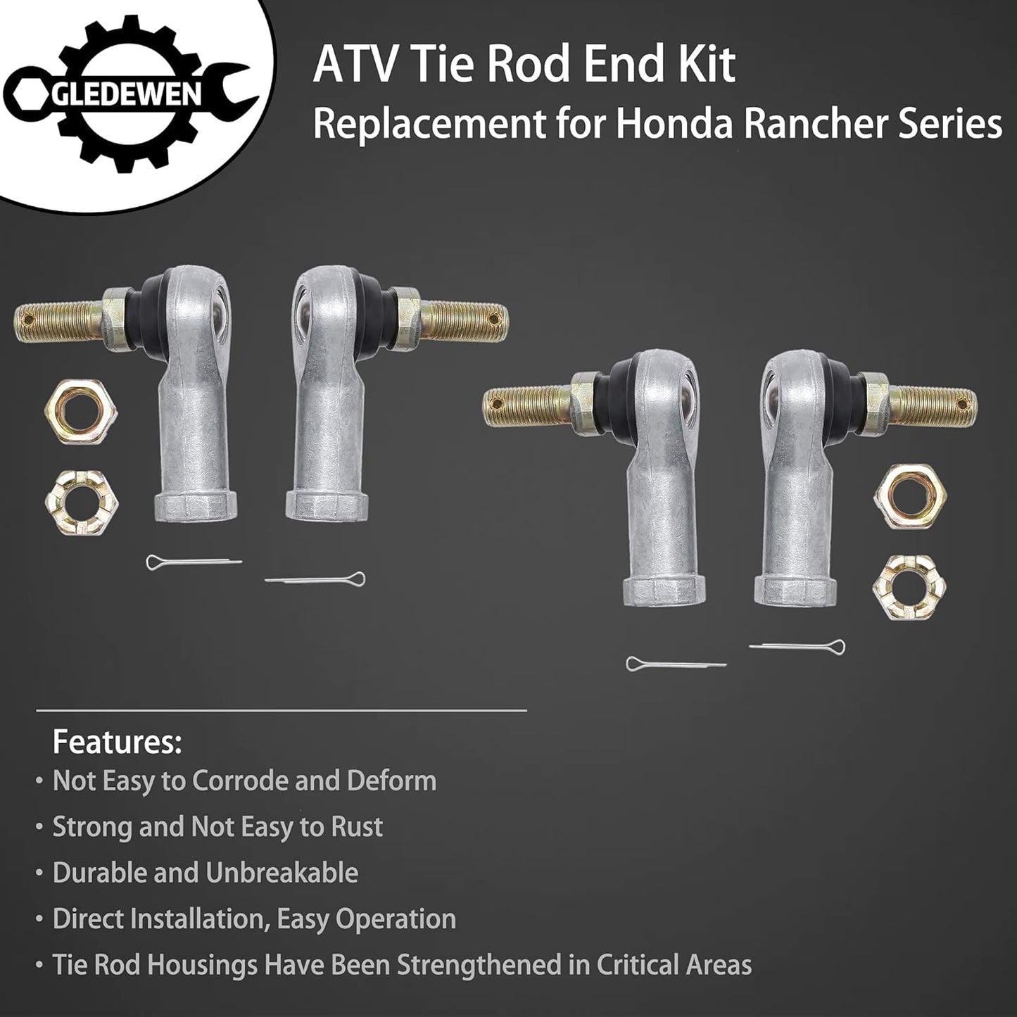 Honda Rancher tie rod end ball joint kit — view 4