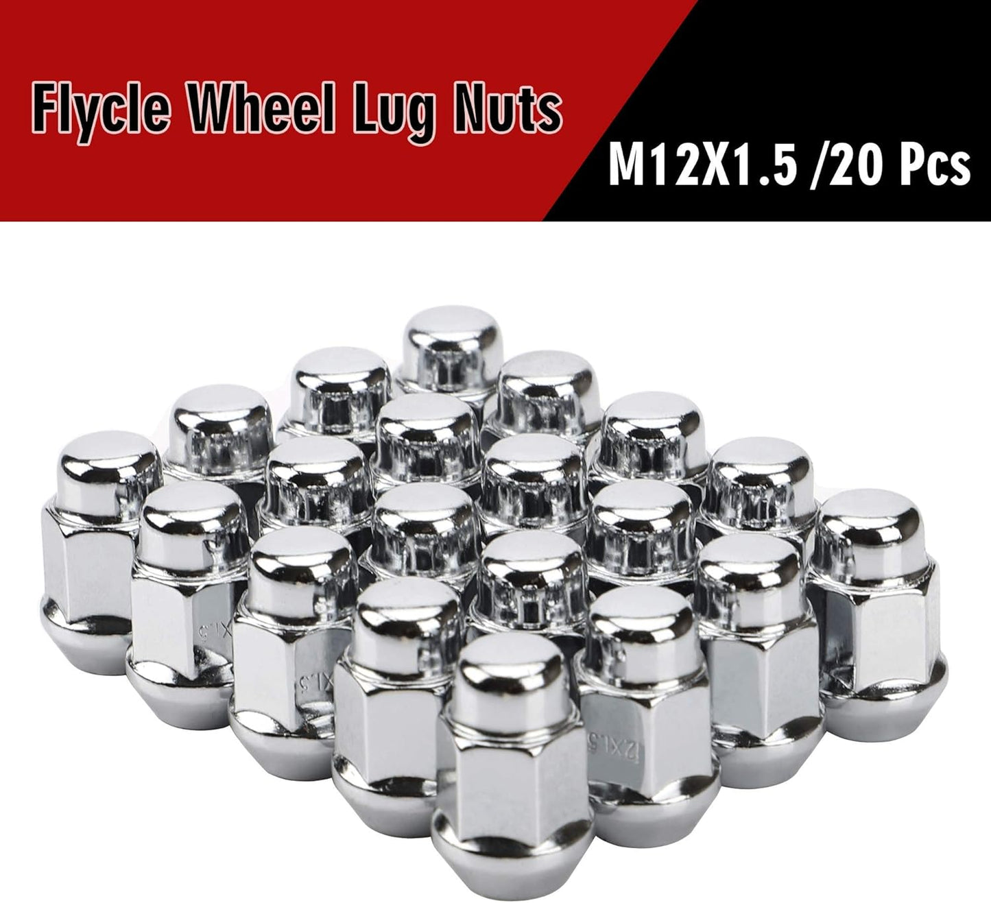 12x1.5 Wheel Lug Nuts, 20PCS Chrome — view 5