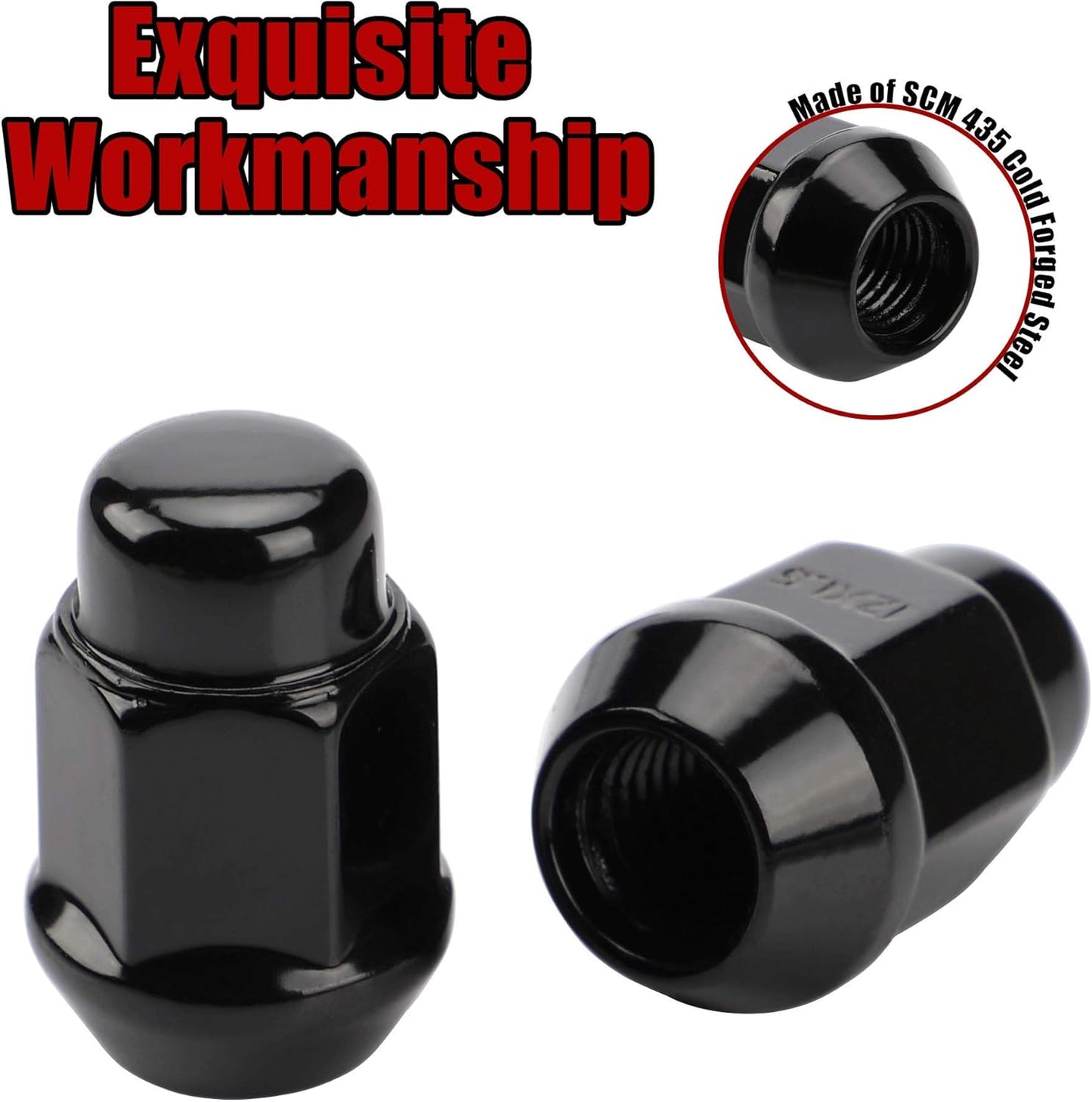 12x1.5 Wheel Lug Nuts, 20PCS Black — view 4