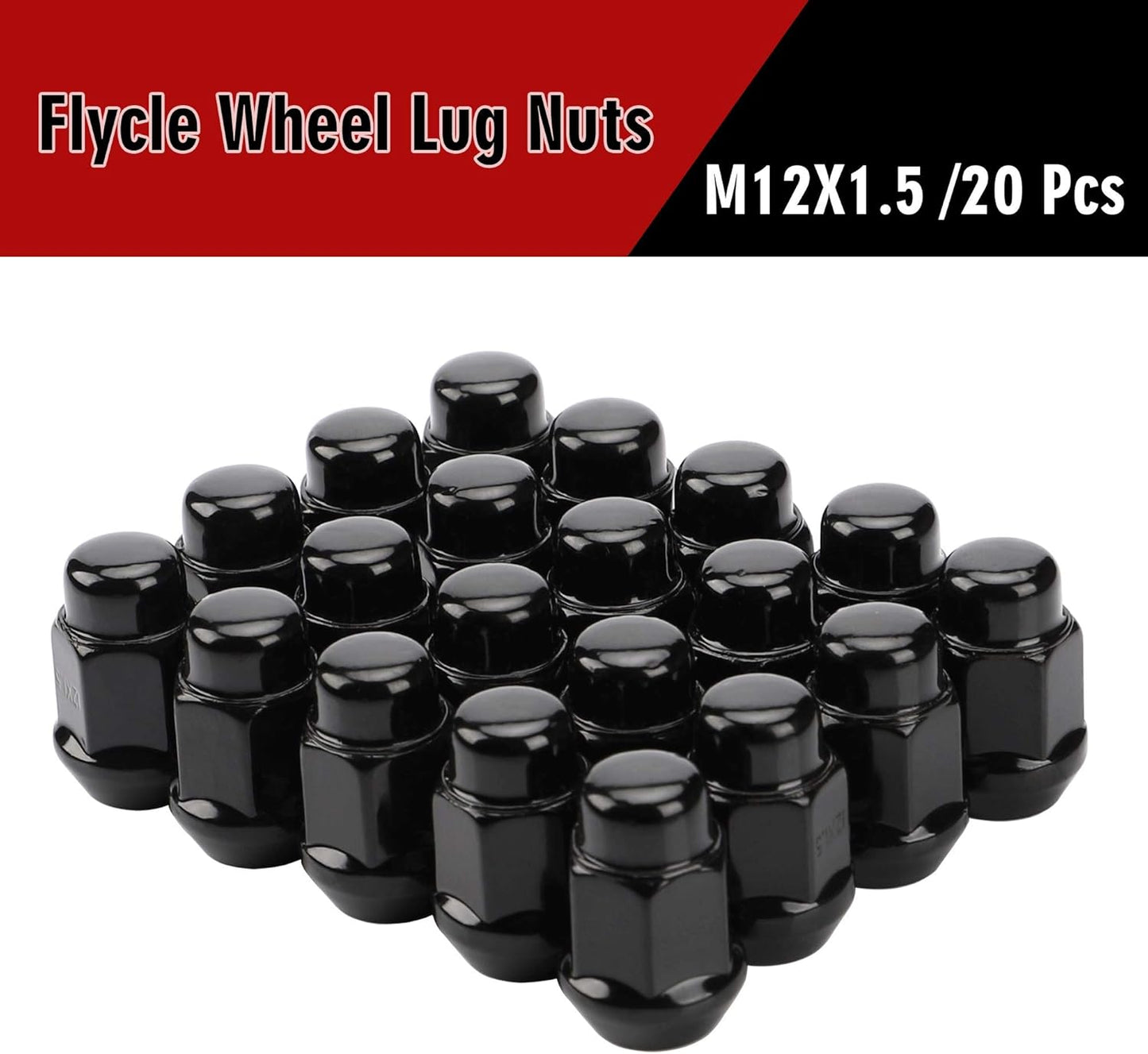 12x1.5 Wheel Lug Nuts, 20PCS Black — view 5