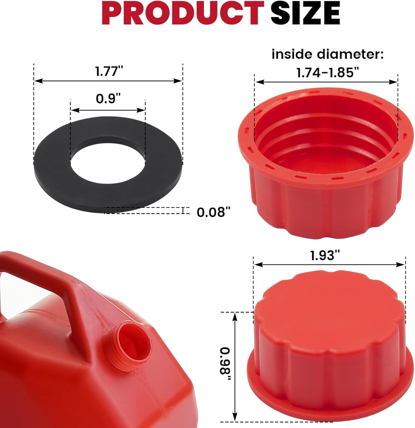 5 gallon gas can cap replacement 4 pack — view 4