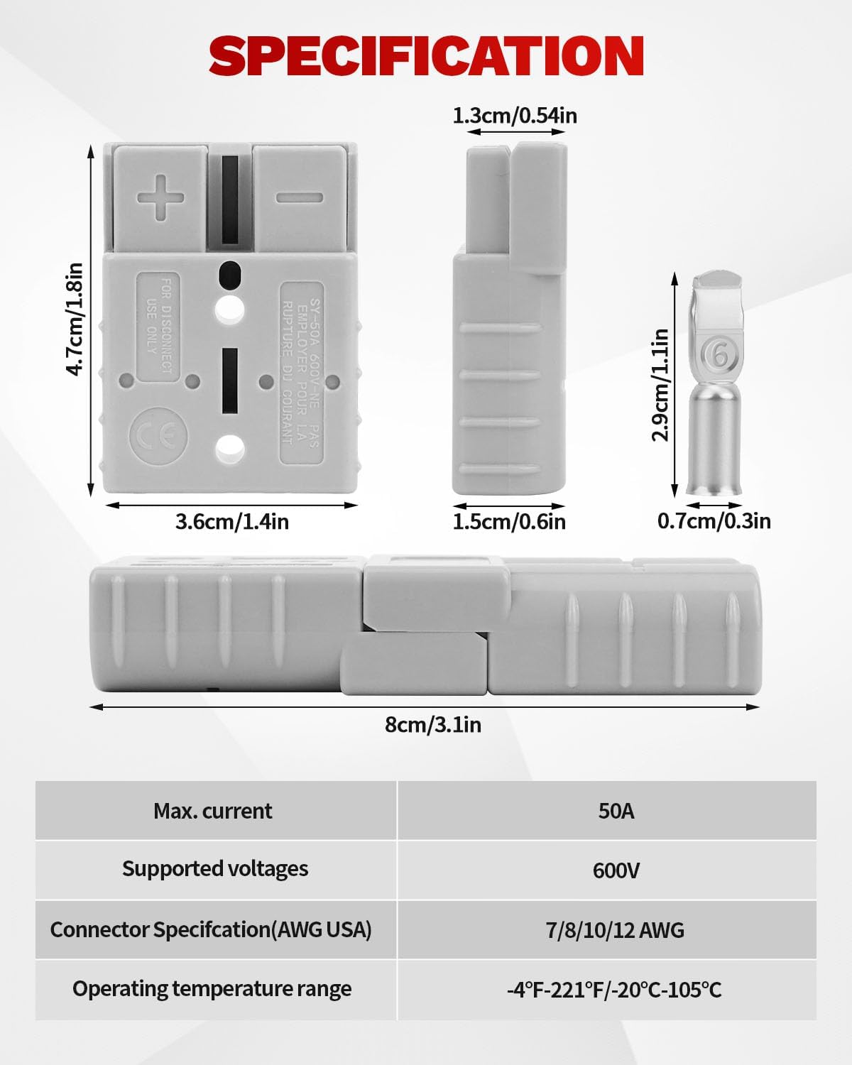 50A-600V Battery Quick Connect/Disconnect with 7/8/10/12 — view 3