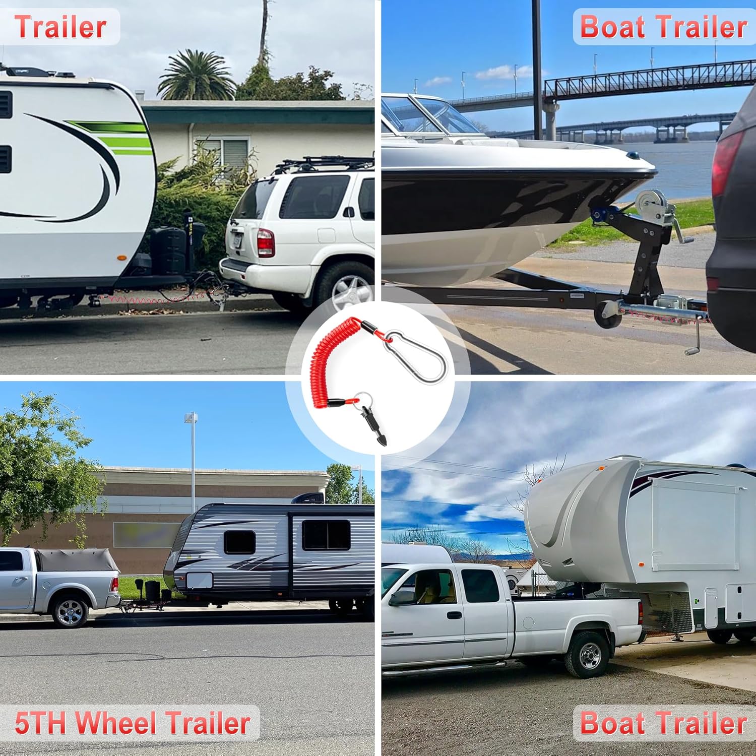 6FT Breakaway Trailer Cable,Heavy Duty Stainless — view 5