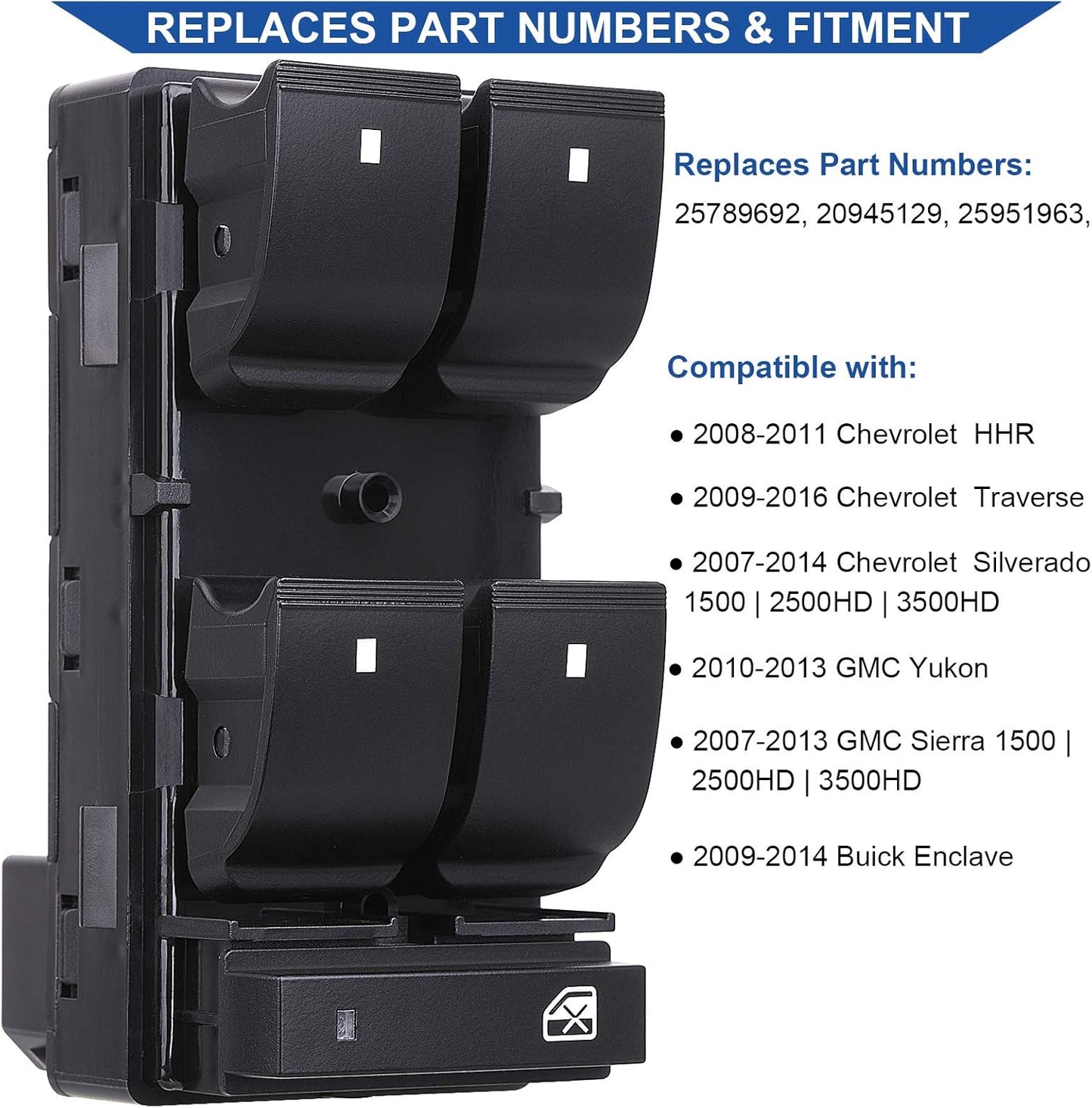 Driver Side Power Master Window Switch, — view 3