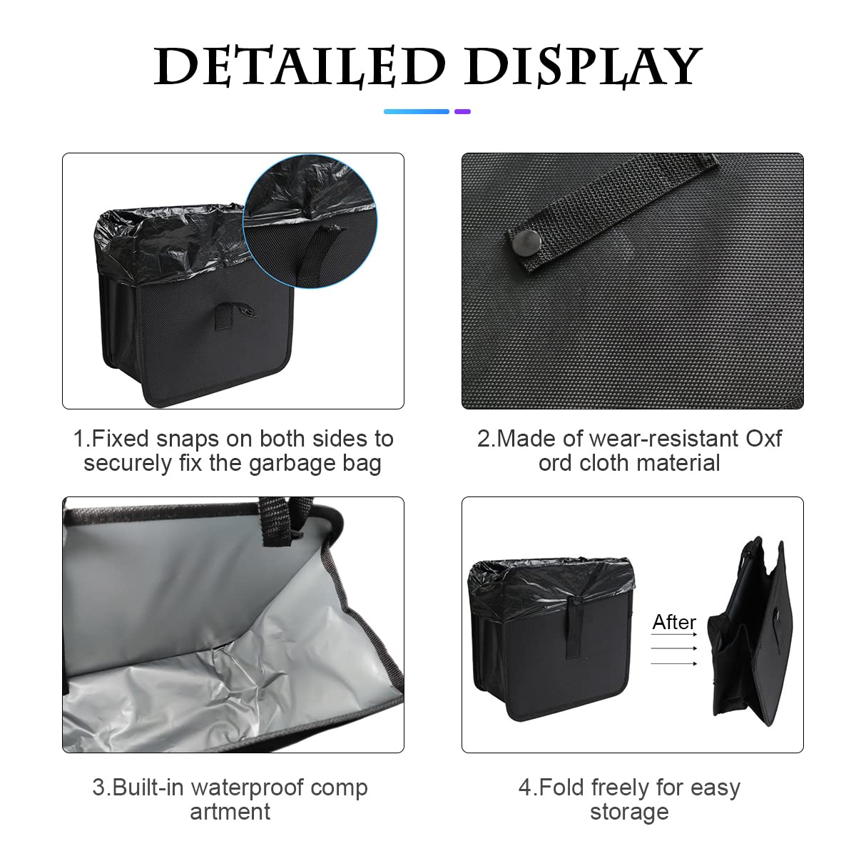 Foldable car trash can 1.85 gallon — view 4