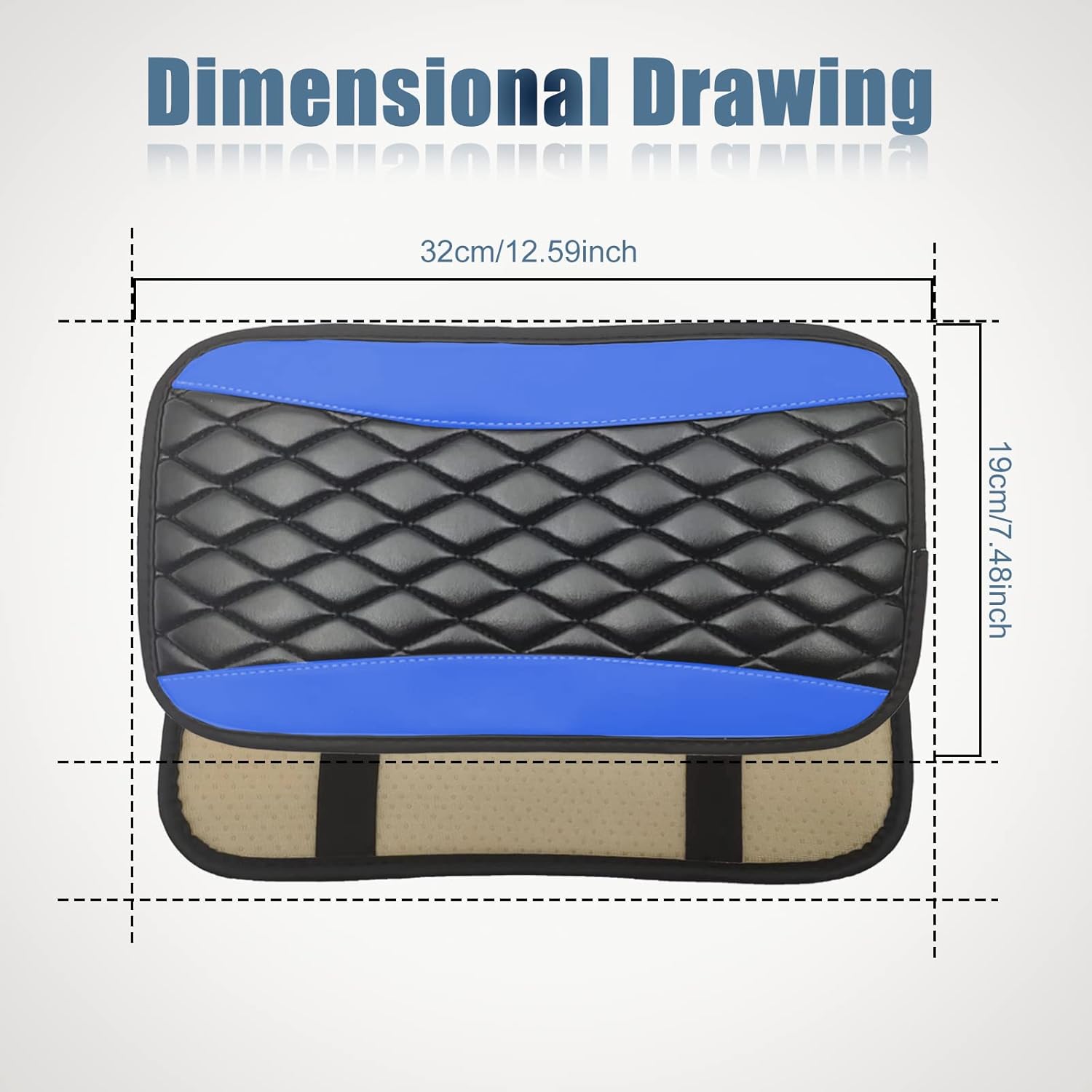 Leather car center console cover blue — view 3