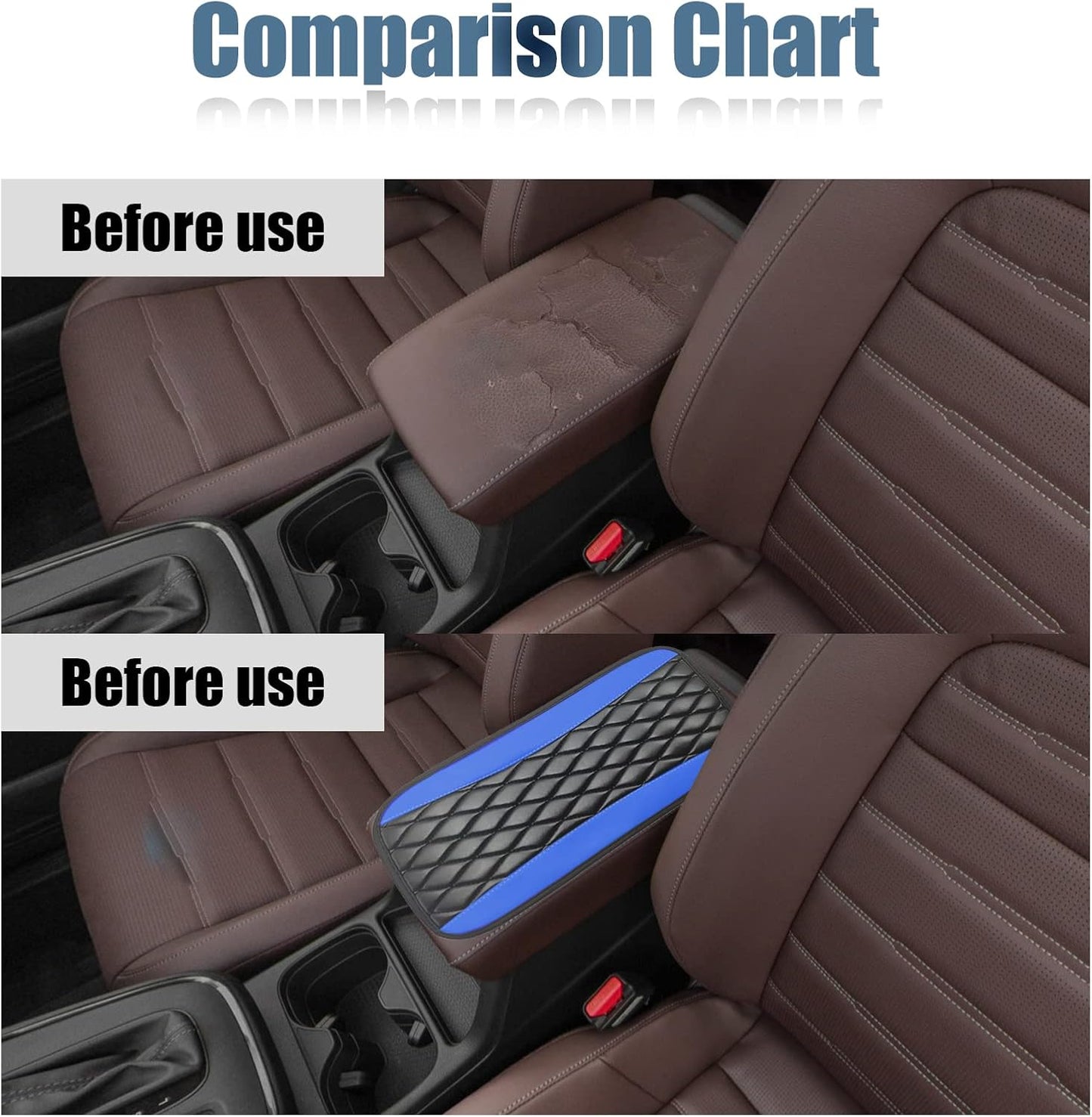 Leather car center console cover blue — view 6