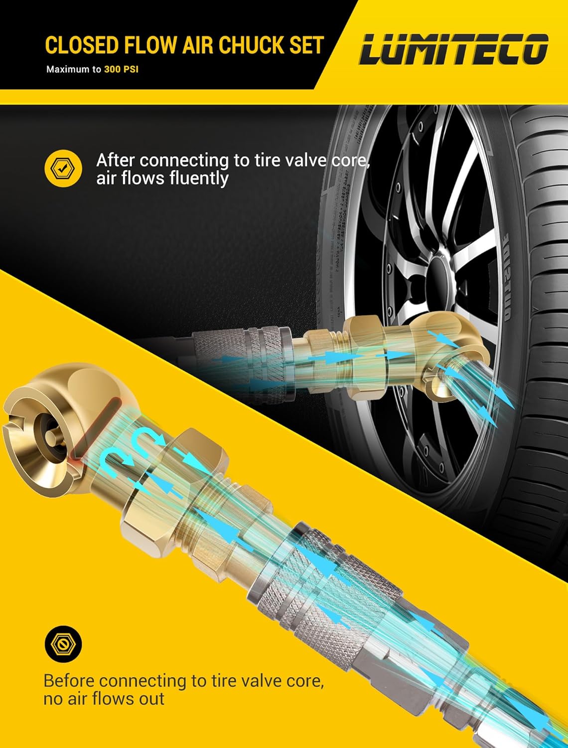 2 pack ball foot tyre air chuck — view 4