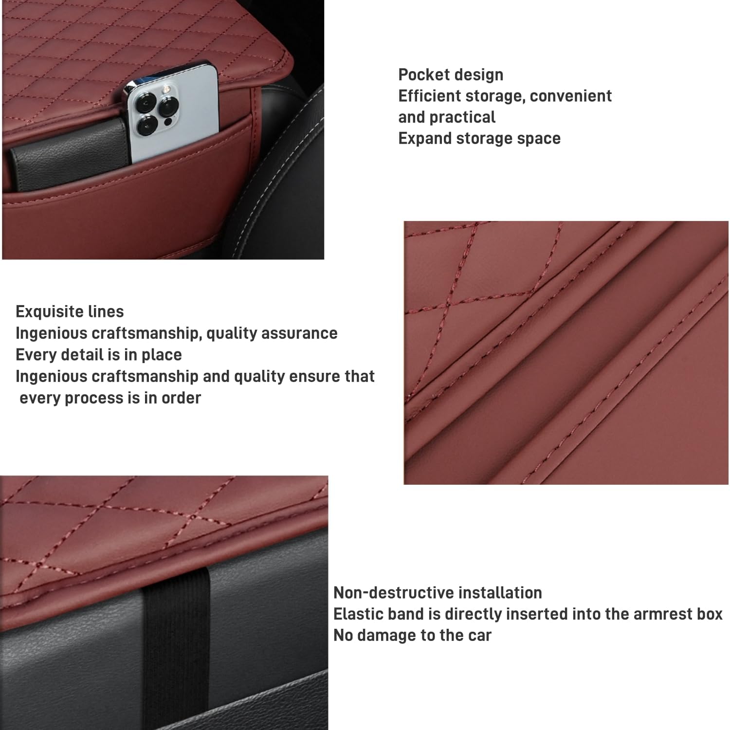 Thin leather car console cover — view 4