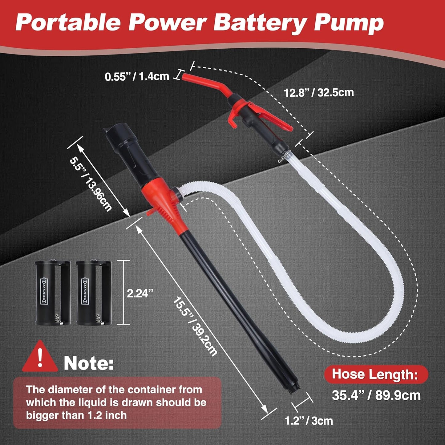 Portable battery fuel siphon pump — view 4