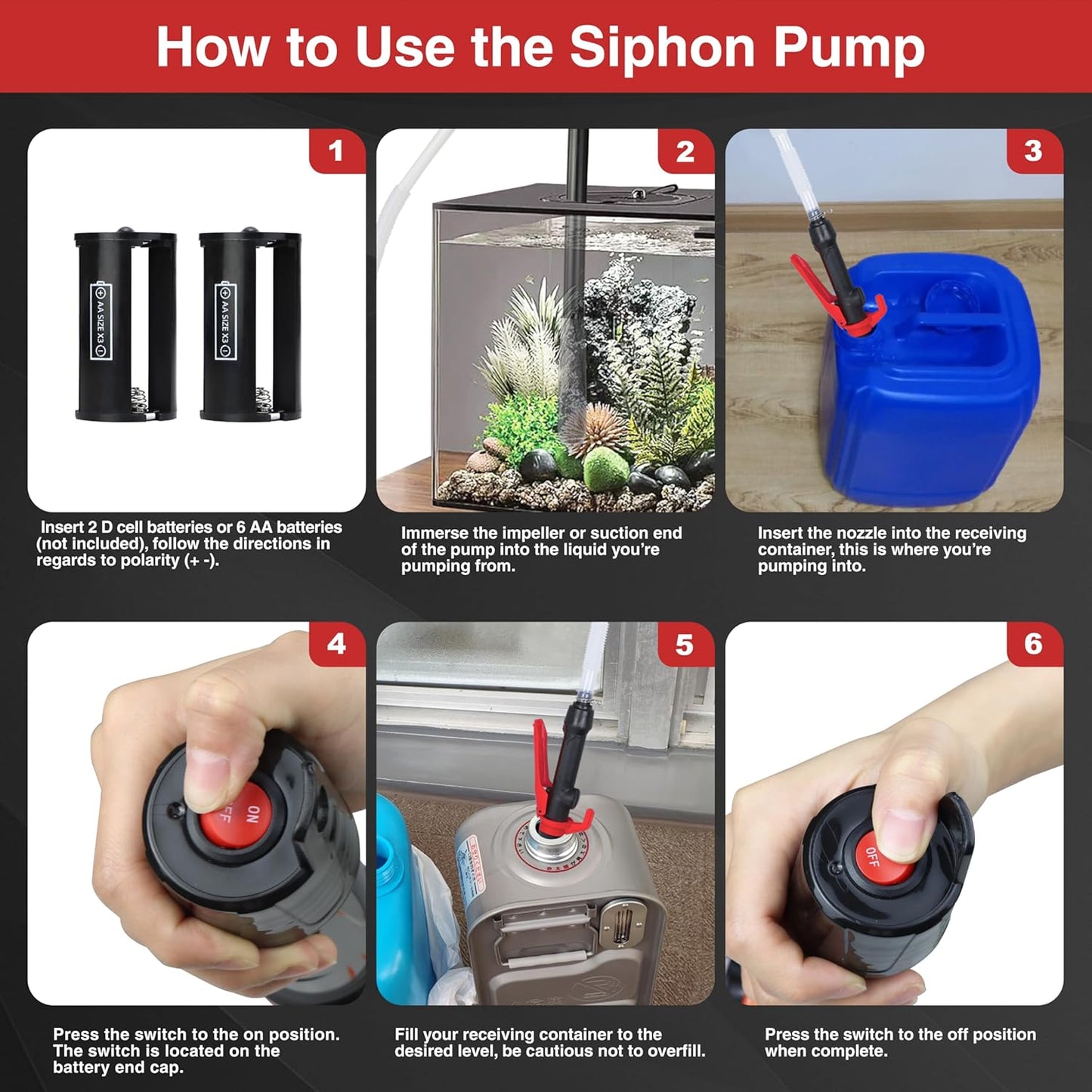 Portable battery fuel siphon pump — view 7