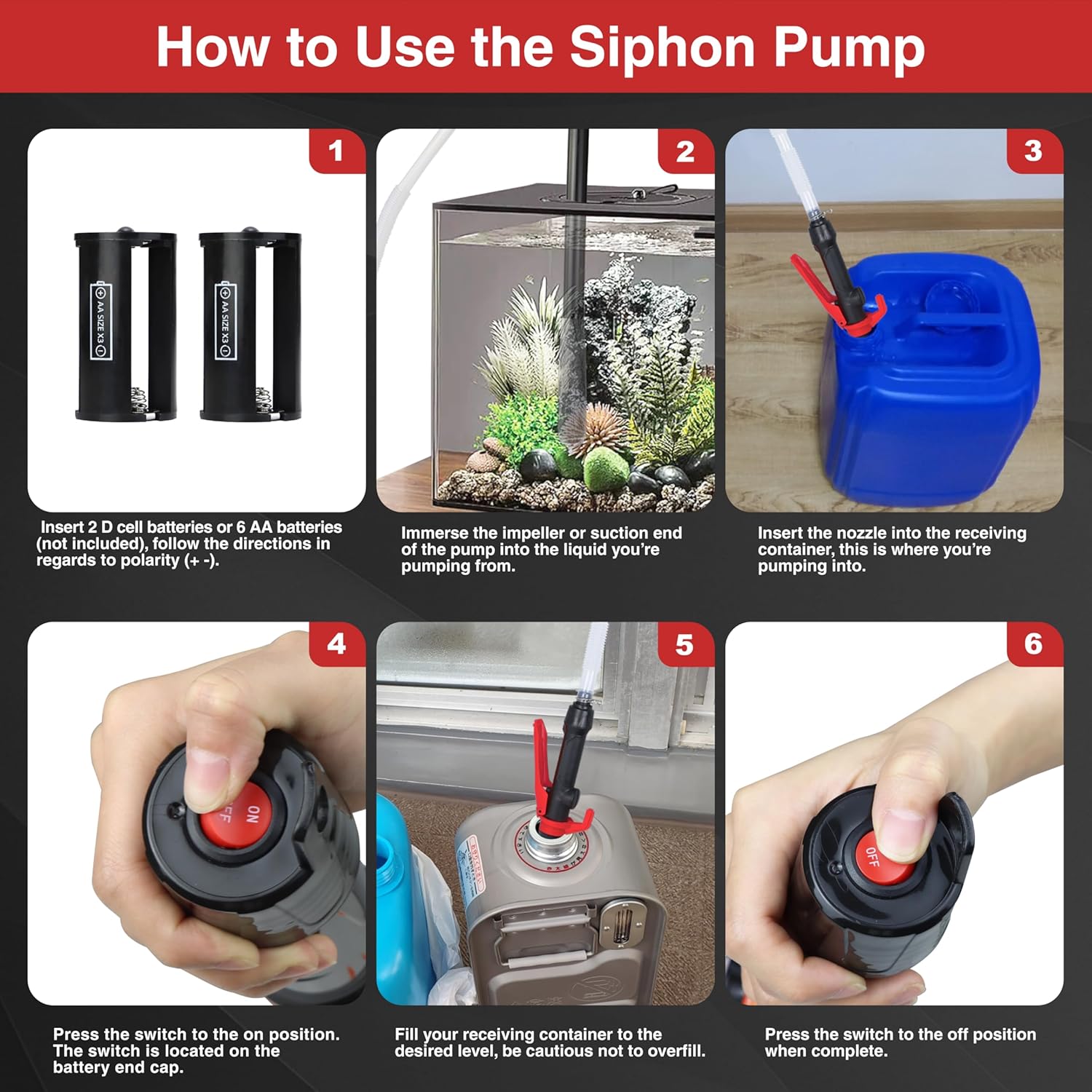 Portable battery fuel siphon pump — view 7