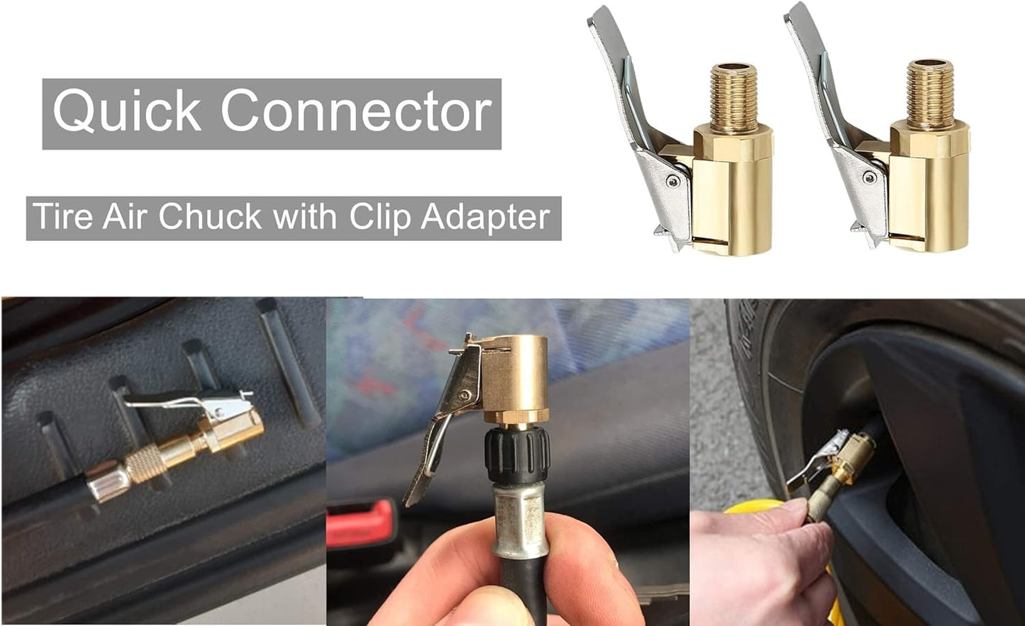 2 pack brass tyre air chuck clip — view 6