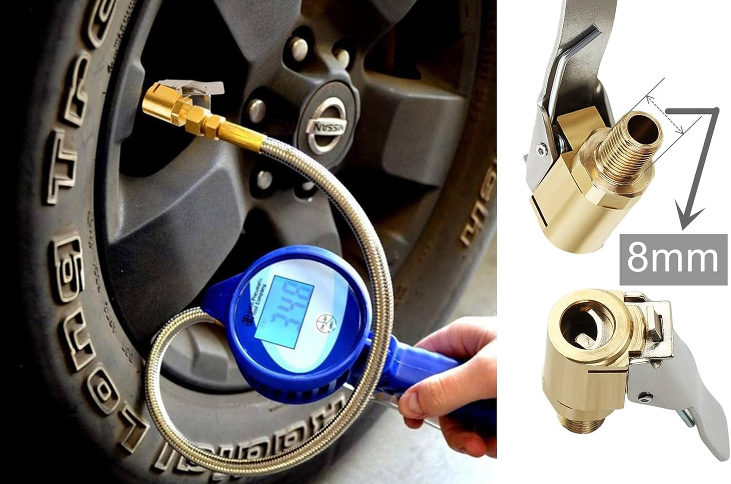2 pack brass tyre air chuck clip — view 7
