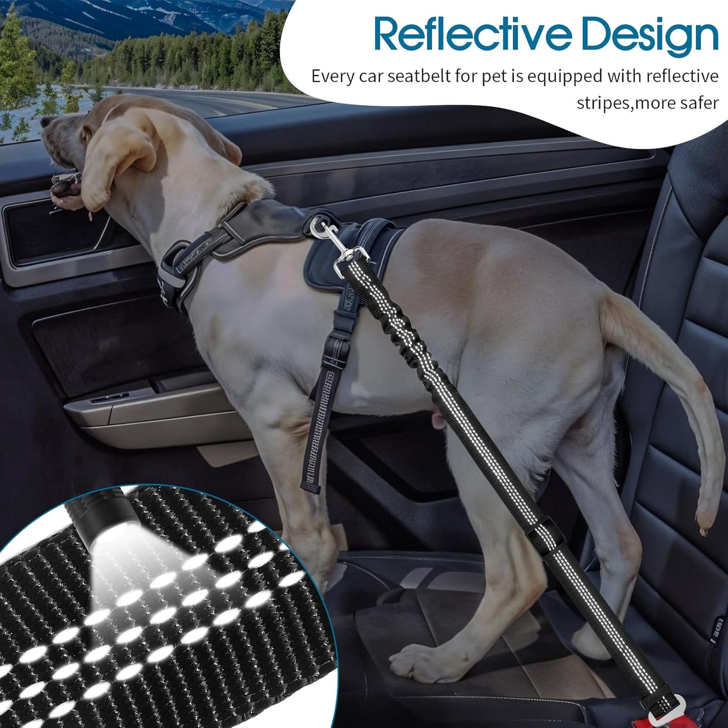 Adjustable dog car seat belt — view 4