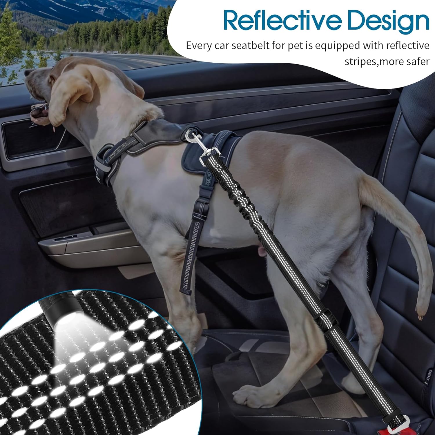 Adjustable dog car seat belt — view 4