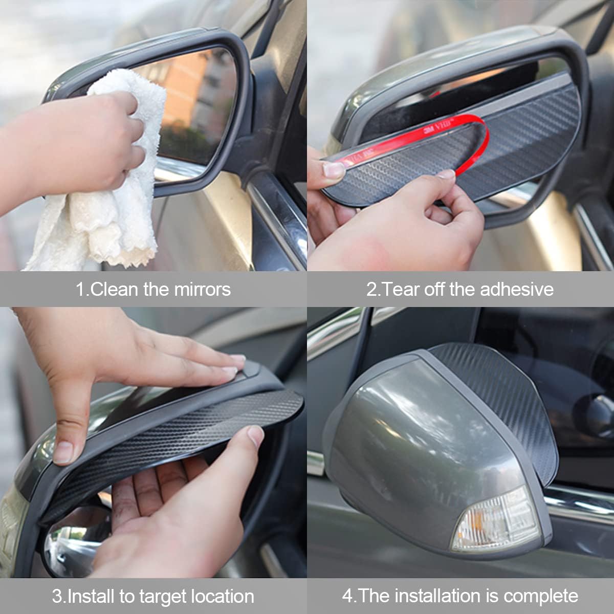 2 pcs car side mirror rain visor guards — view 5