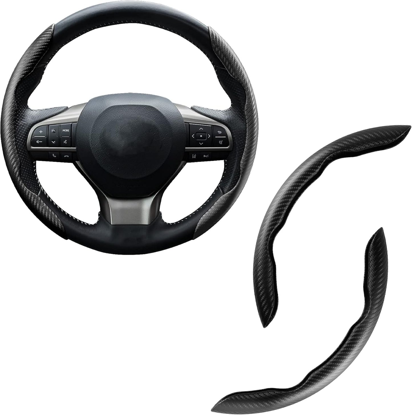 Carbon fibre car steering wheel cover — view 2