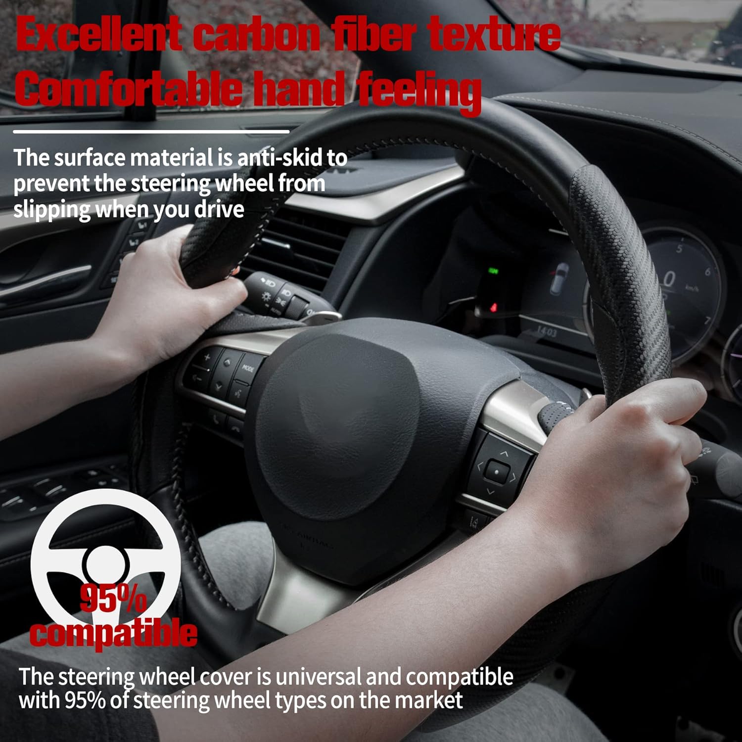 Carbon fibre car steering wheel cover — view 3