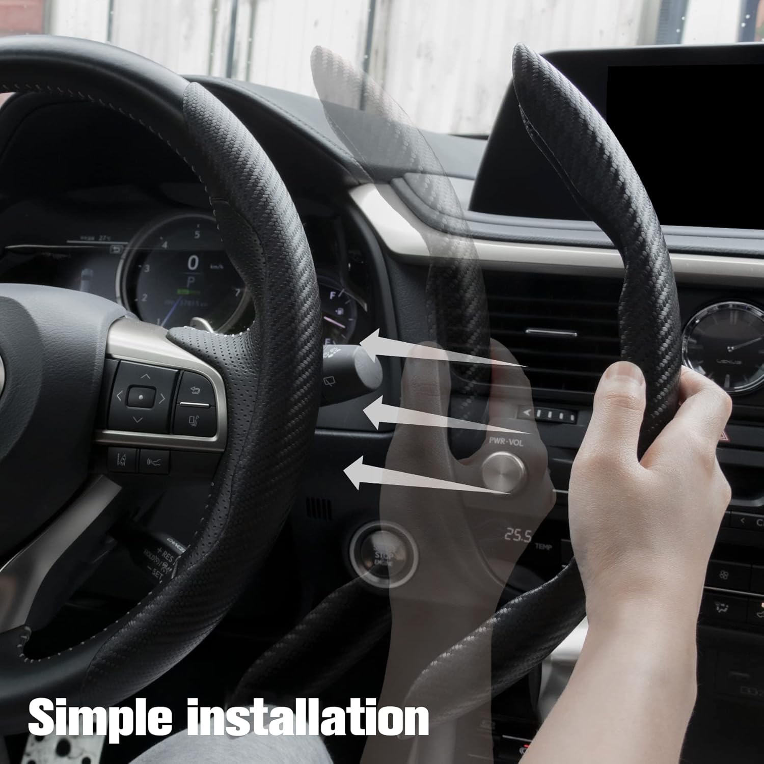 Carbon fibre car steering wheel cover — view 5