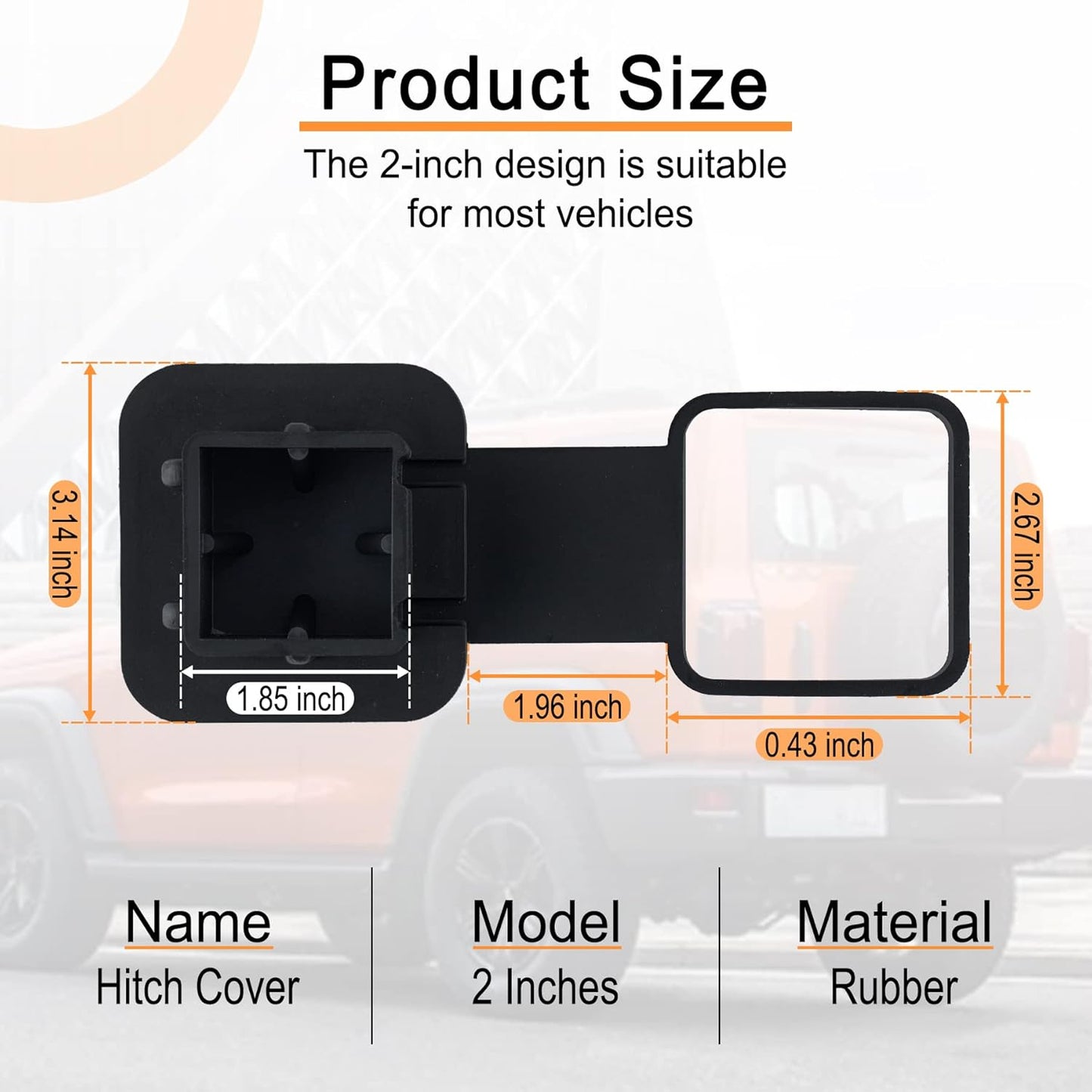 2 inch trailer hitch cover plug — view 3