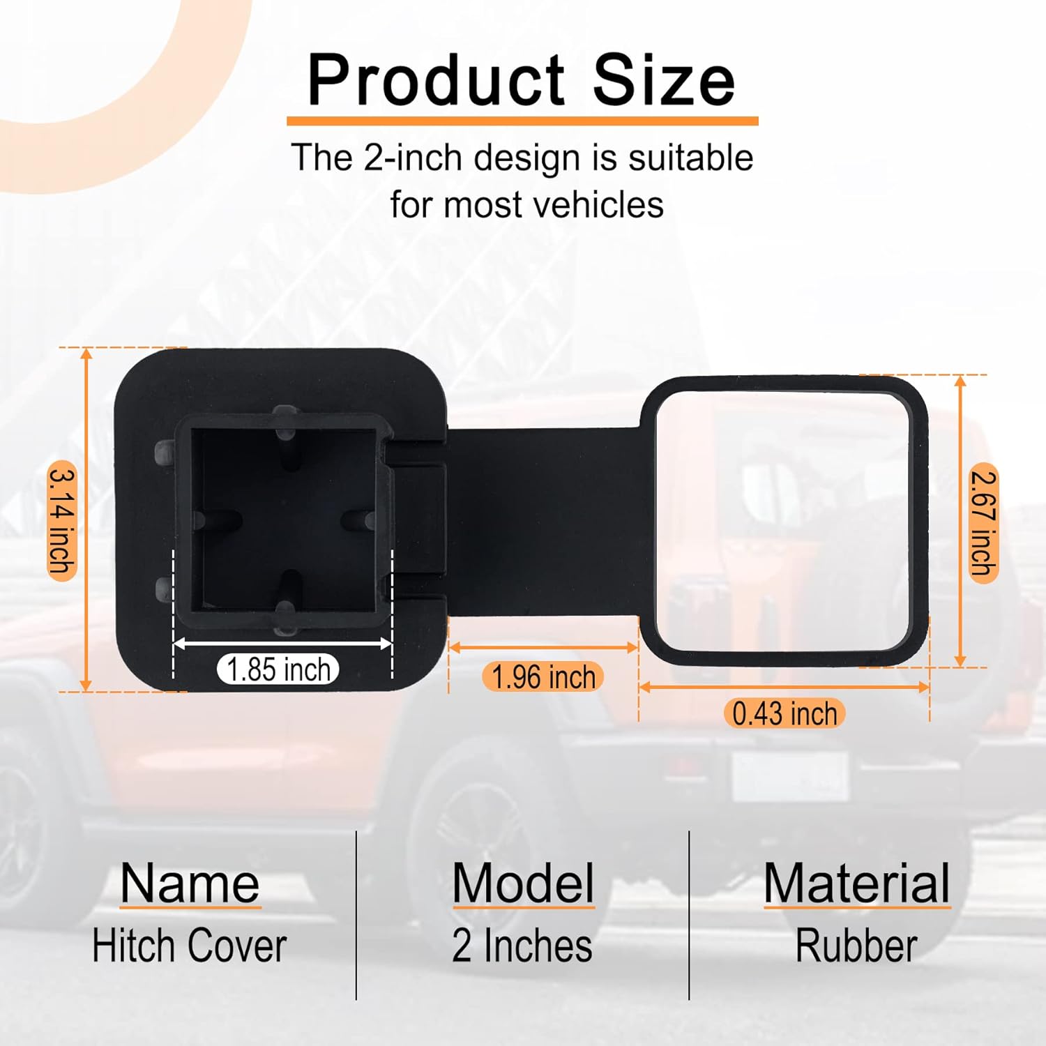 2 inch trailer hitch cover plug — view 3