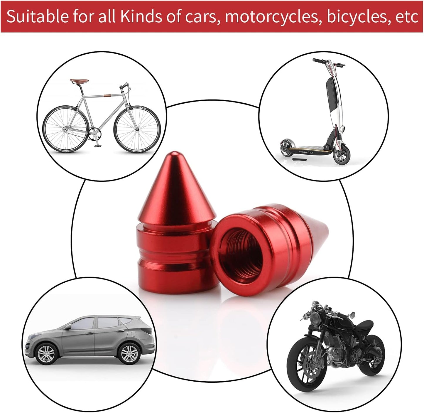 4 pcs aluminium tyre valve caps — view 5
