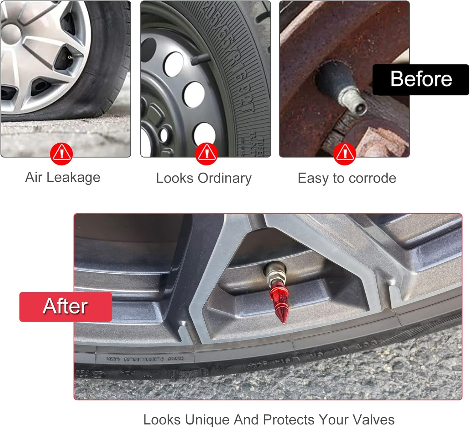 45mm spiked aluminium valve caps 4-pack — view 7