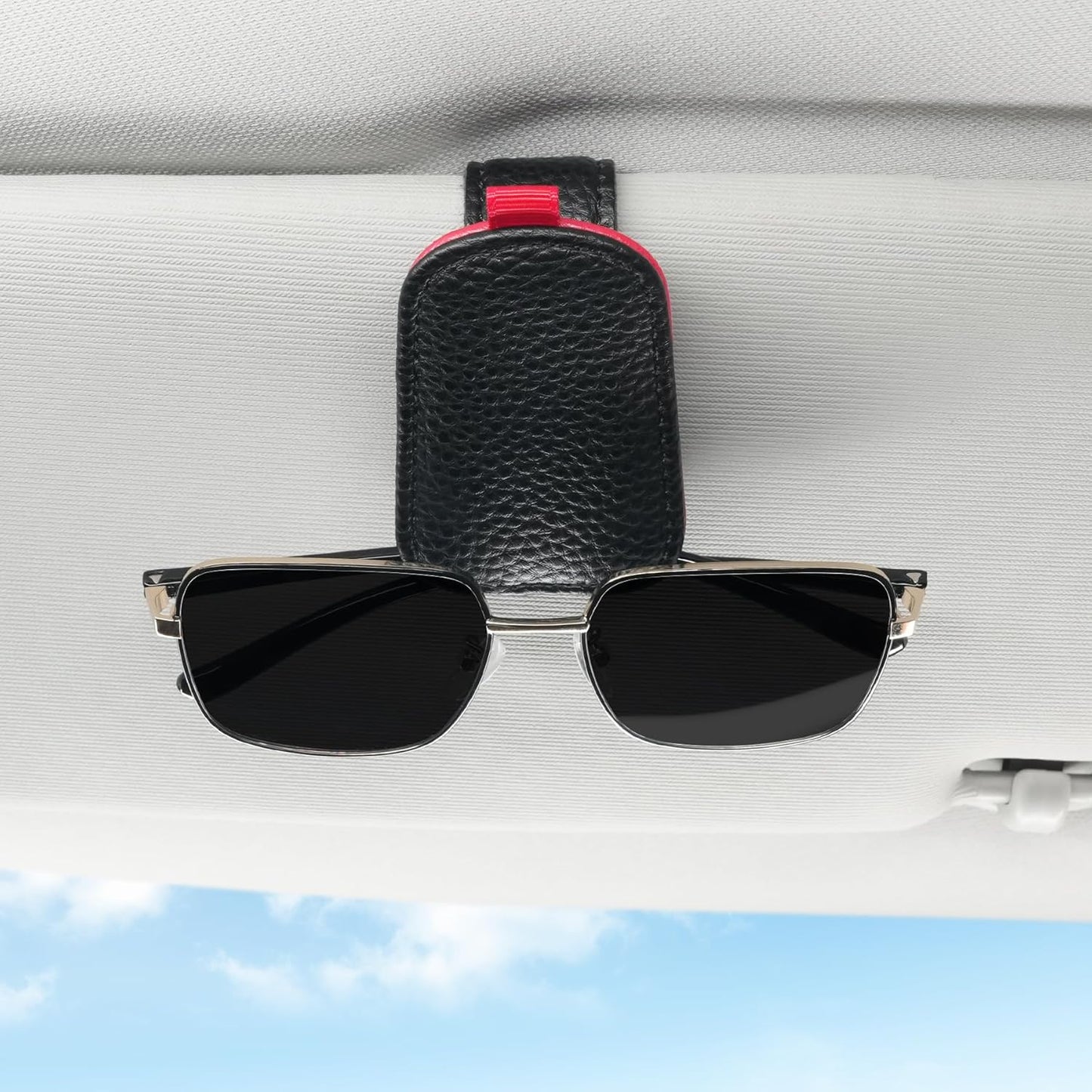 Leather car visor sunglasses clip — view 5