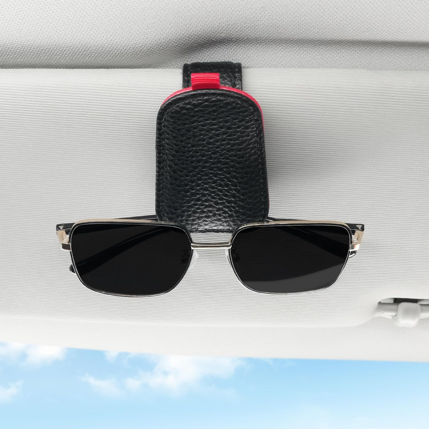 Leather car visor sunglasses clip — view 5