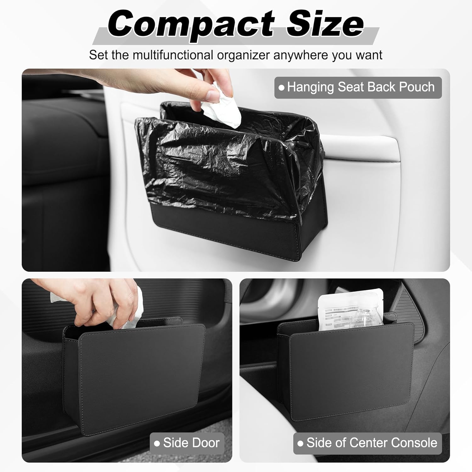 Leather car door trash can — view 5