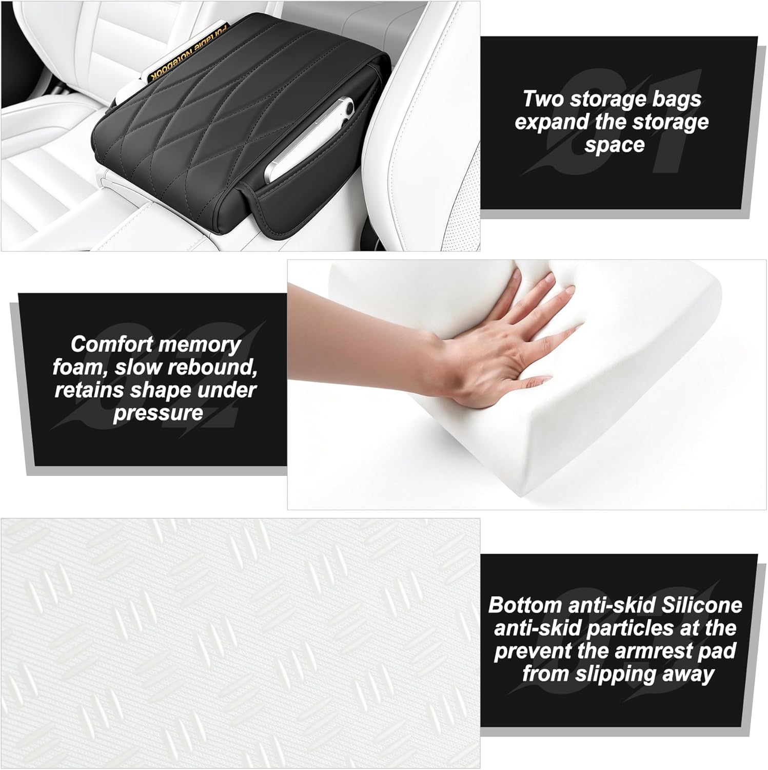 Universal leather car console cover pad — view 4