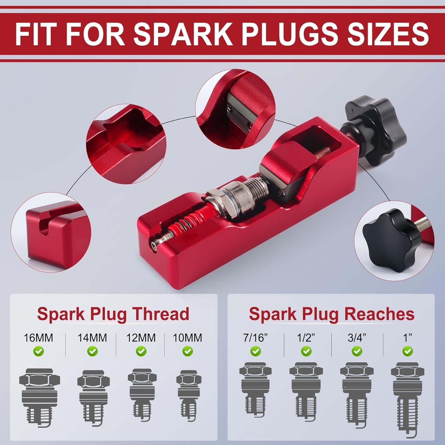 Spark plug gap tool with feeler gauge — view 4