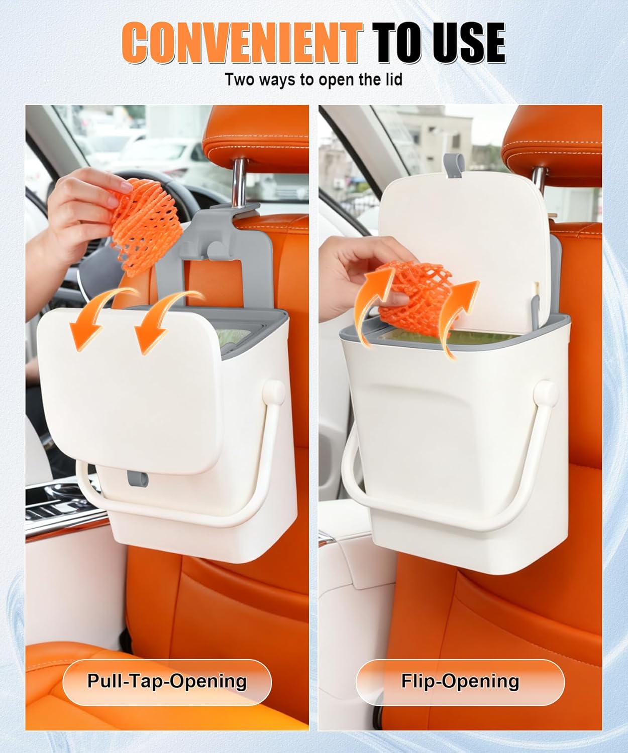 Car trash can with lid and phone holder — view 5