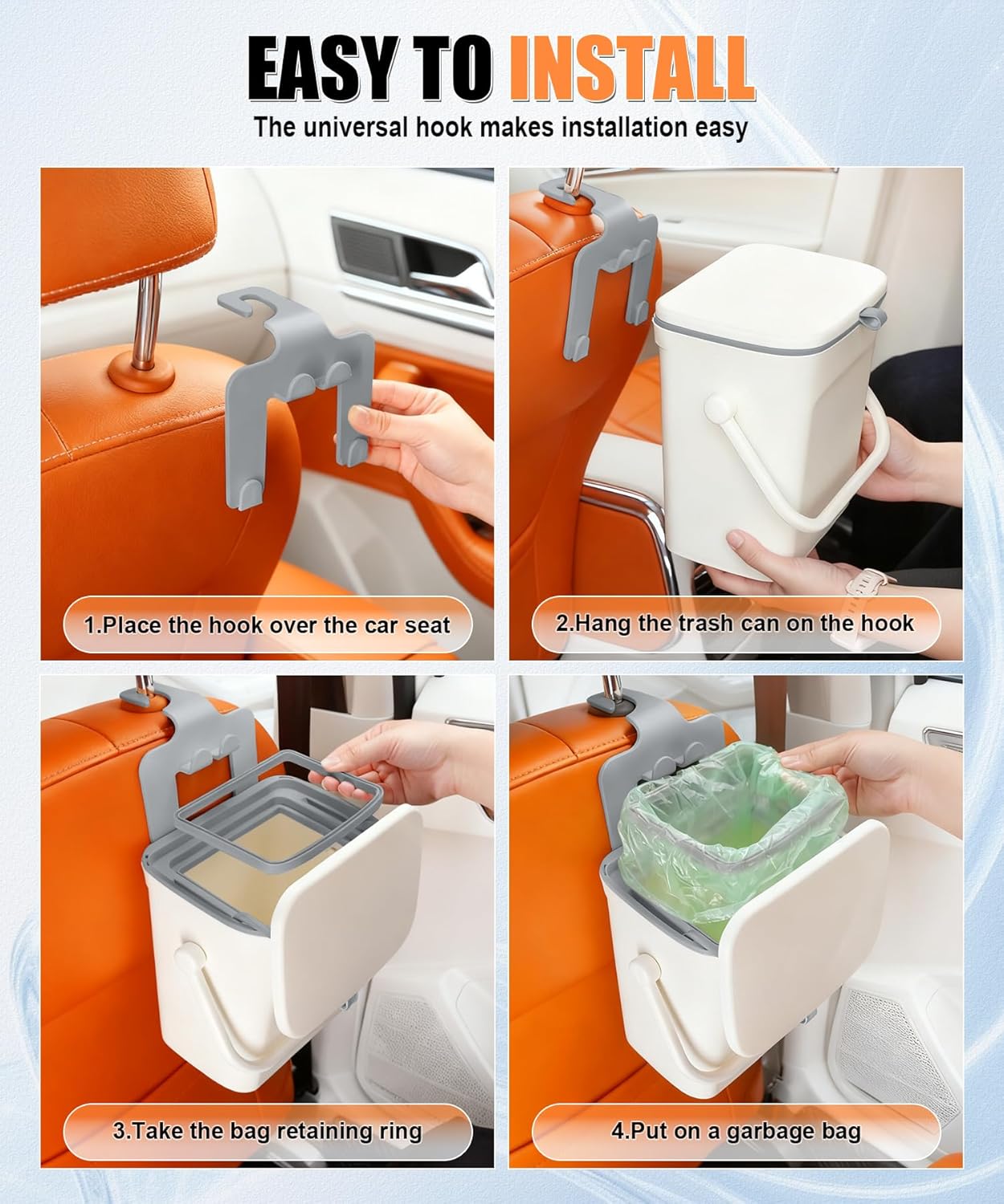 Car trash can with lid and phone holder — view 6