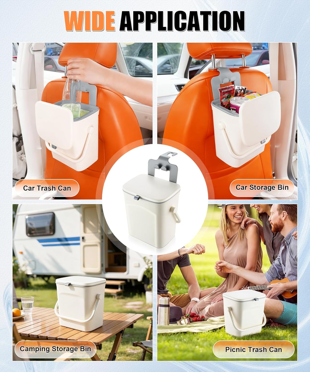 Car trash can with lid and phone holder — view 7