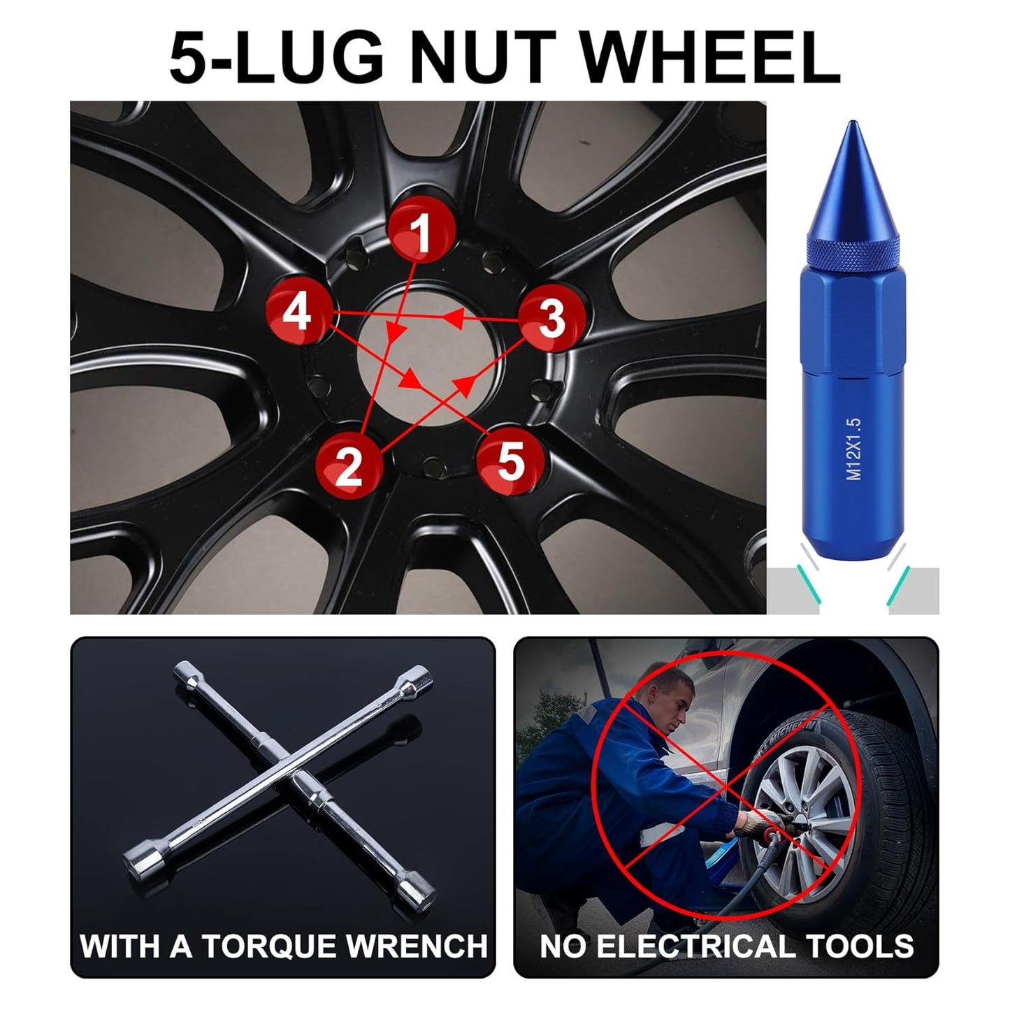 20 pcs M14x1.5 spiked wheel lug nuts — view 6
