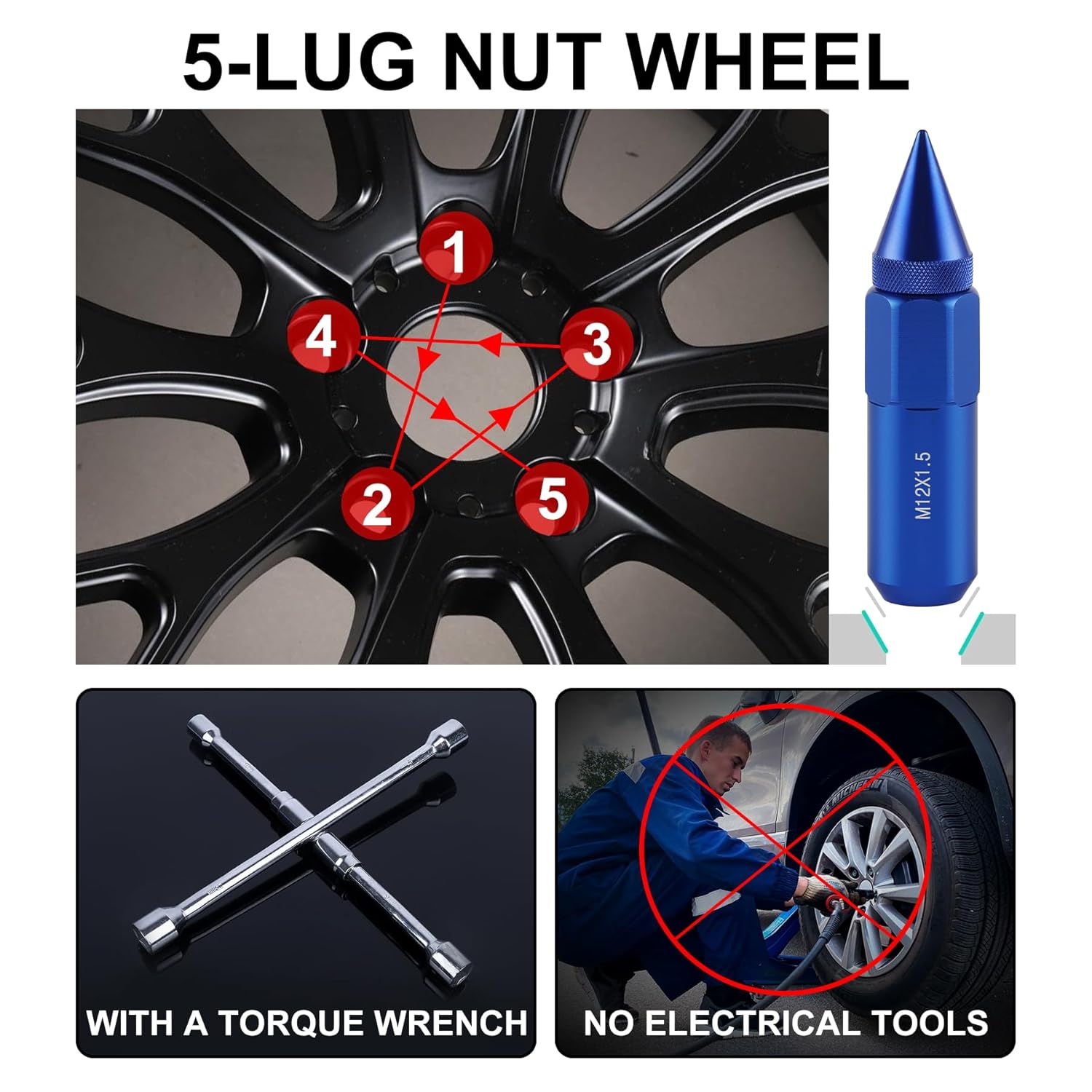 20 pcs M14x1.5 spiked wheel lug nuts — view 6