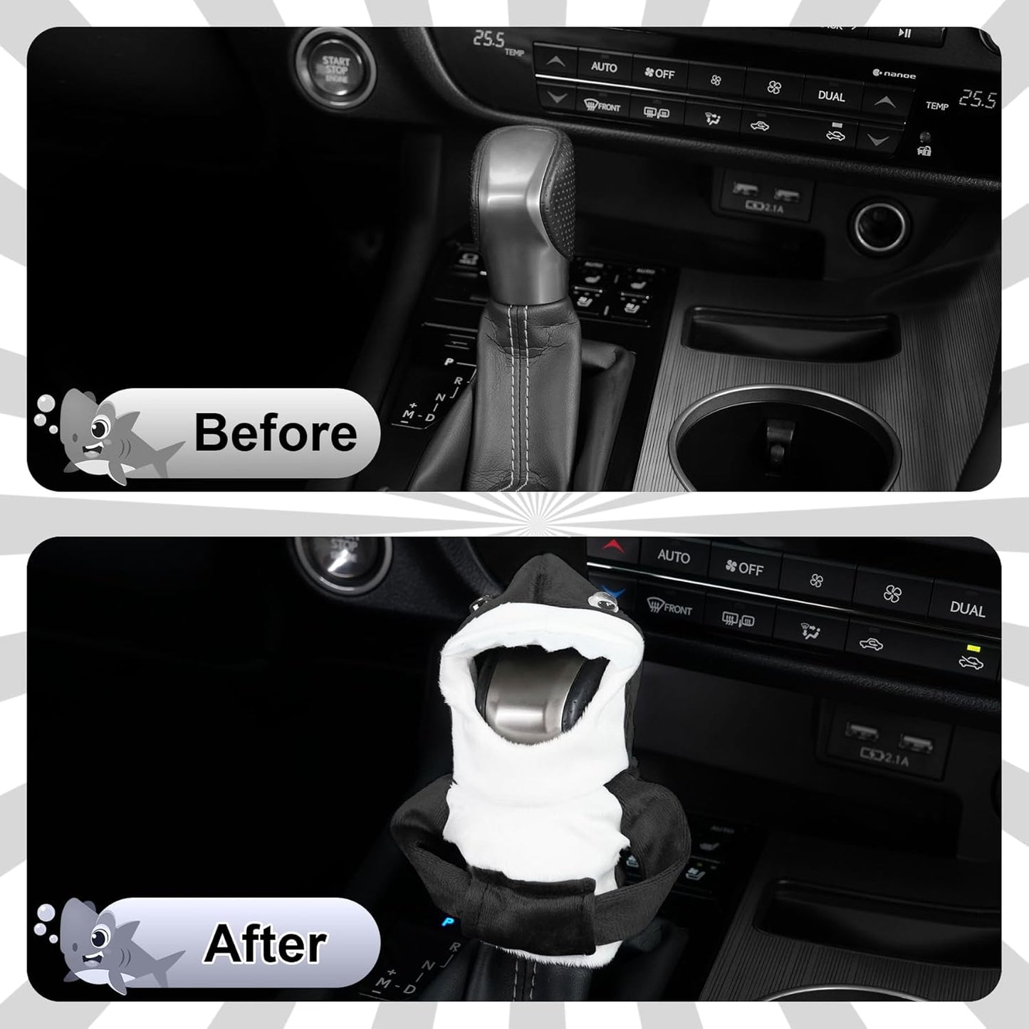 Cute shark car gear shift cover — view 3