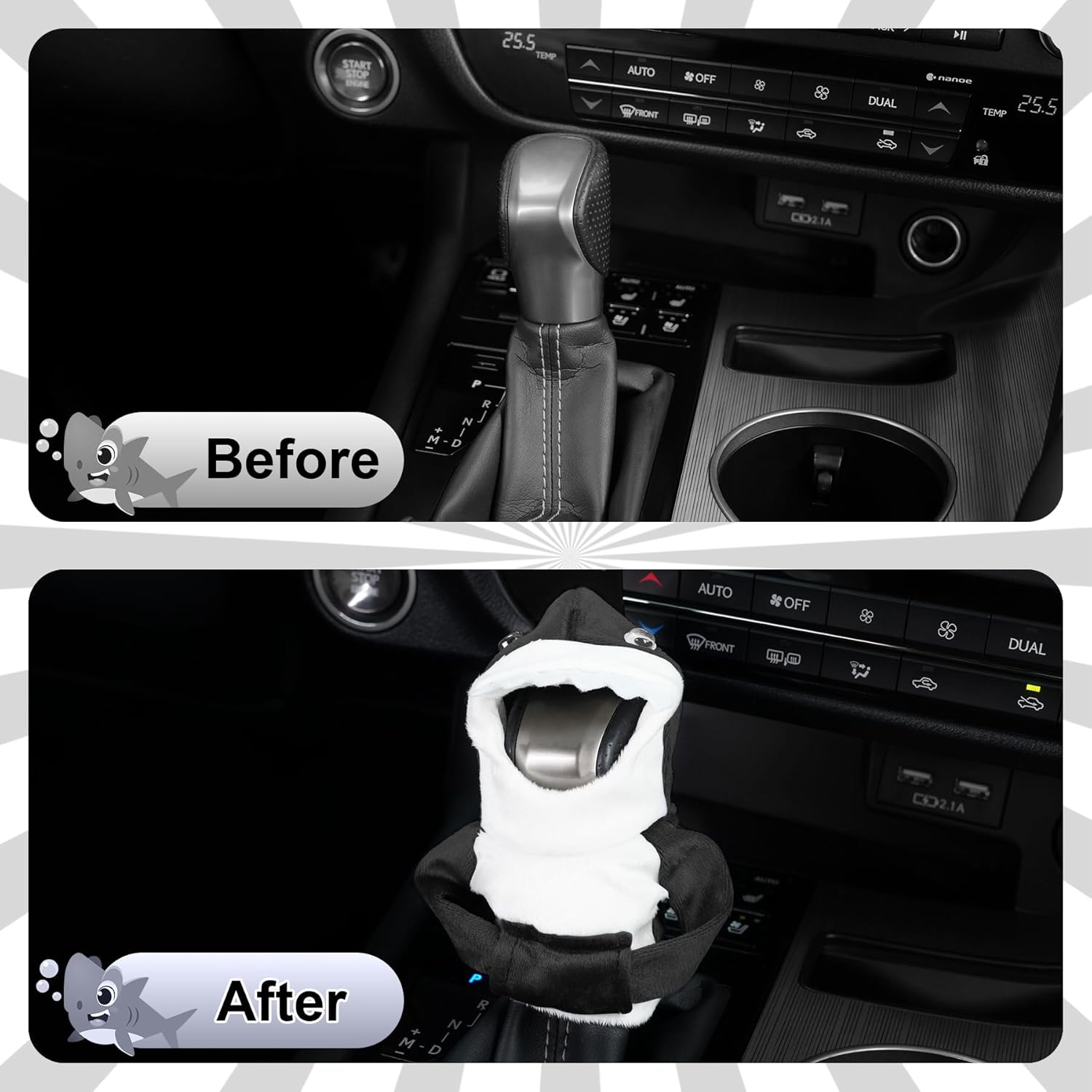 Cute shark car gear shift cover — view 3