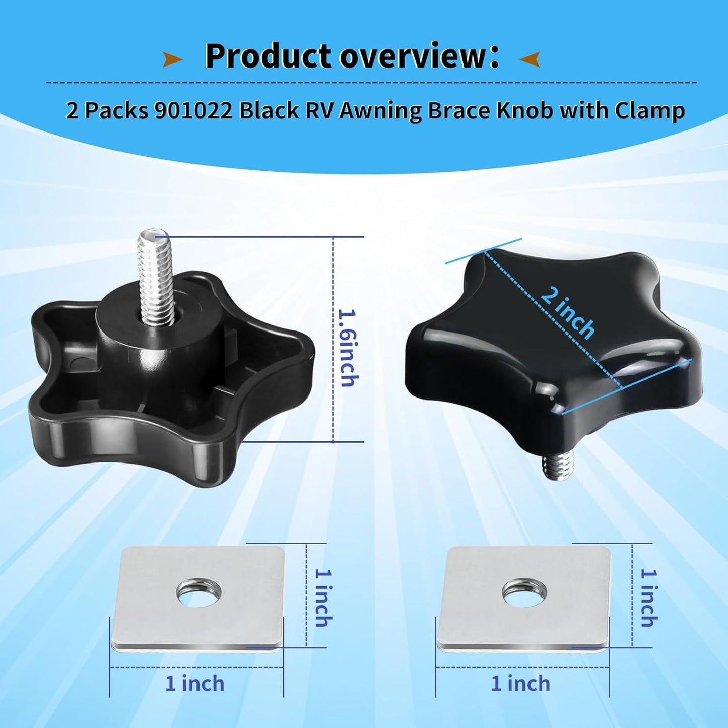 RV awning brace locking knob 901022 — view 3