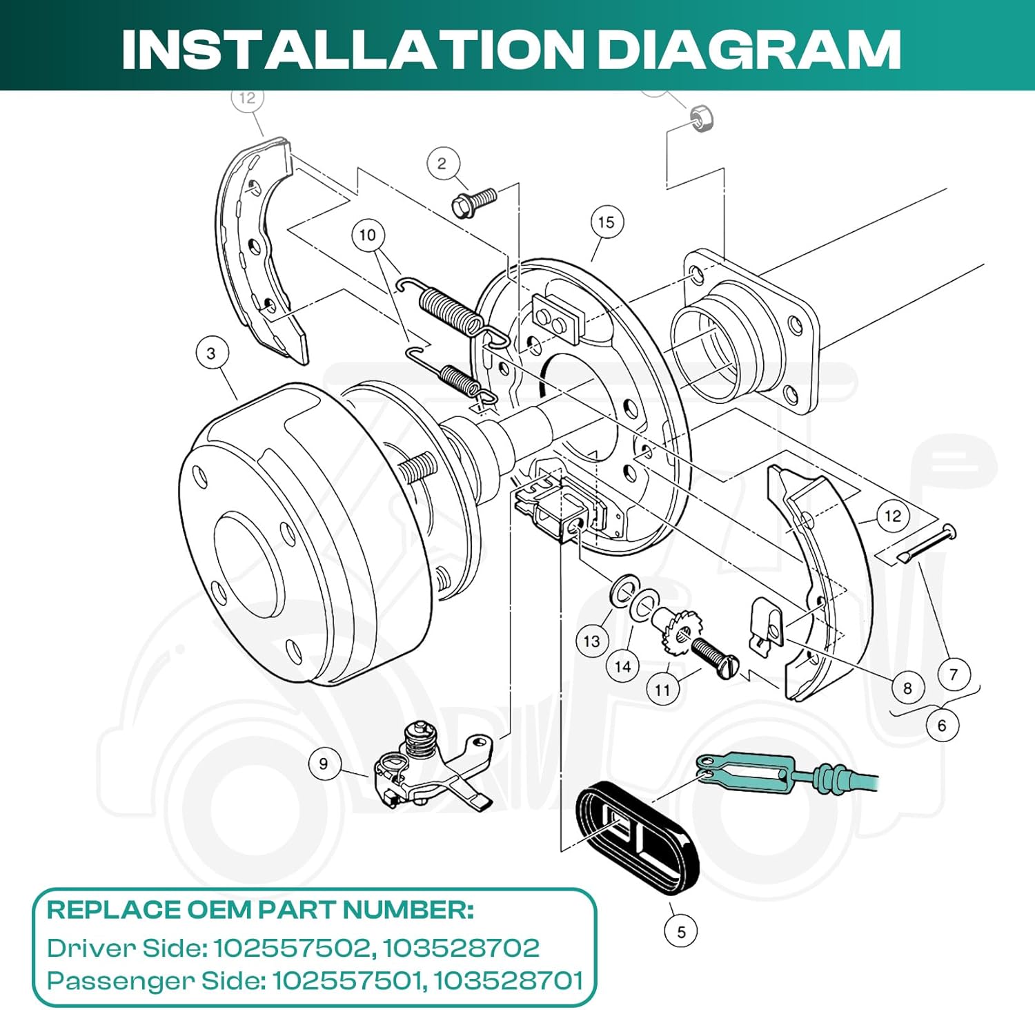2 pcs Club Car Precedent brake cable — view 5
