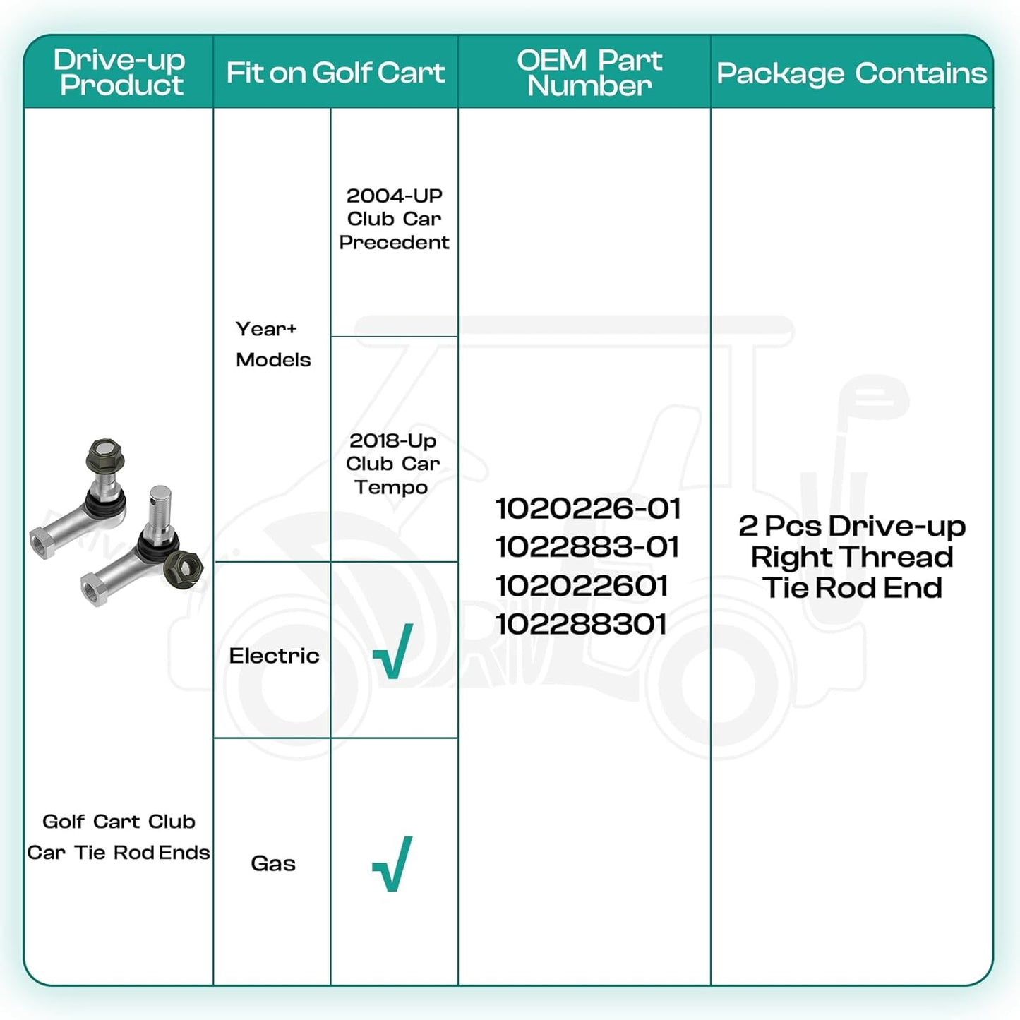 Club Car Precedent tie rod ends set — view 9